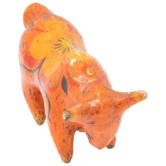 Vintage Mexican Papier Mâché Bull Figurine