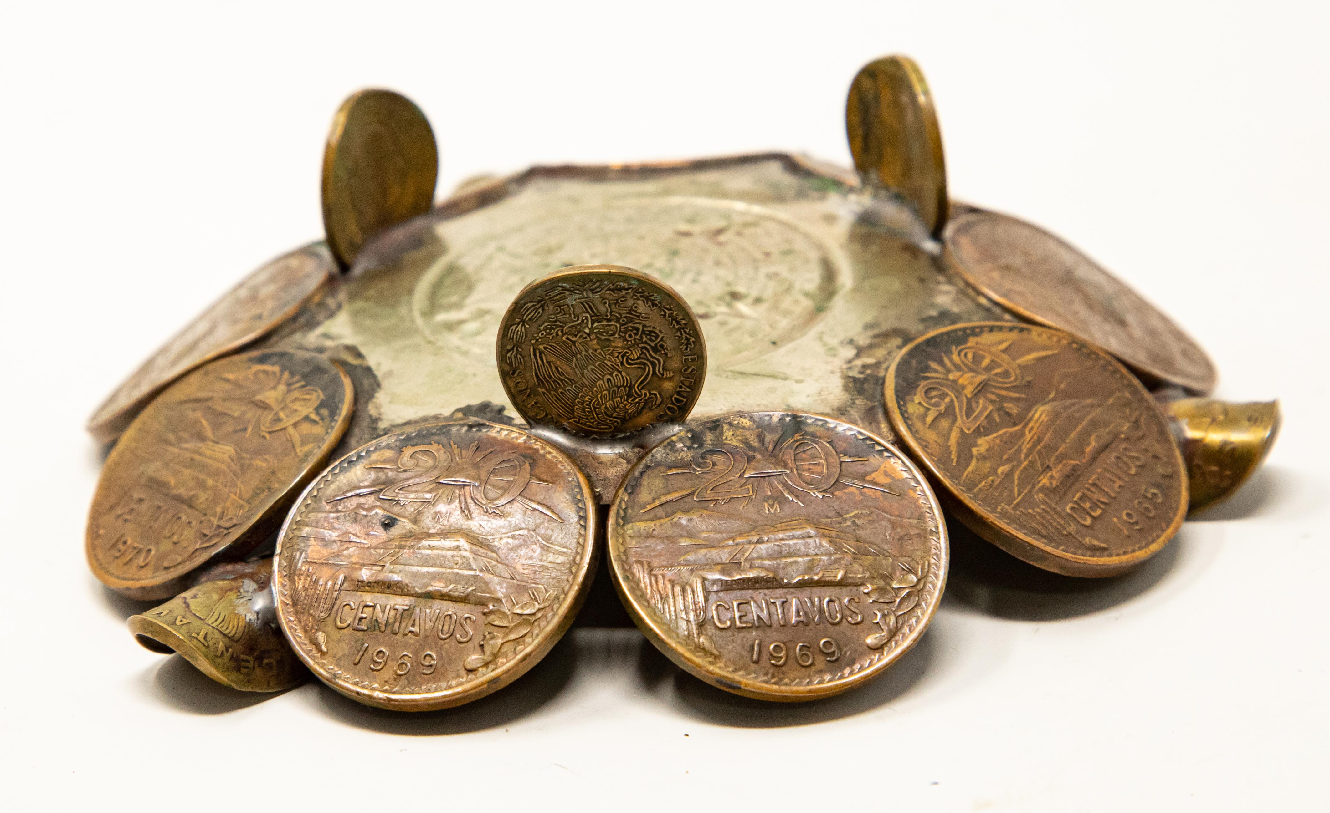 Metalwork Mexican Peso Ashtray