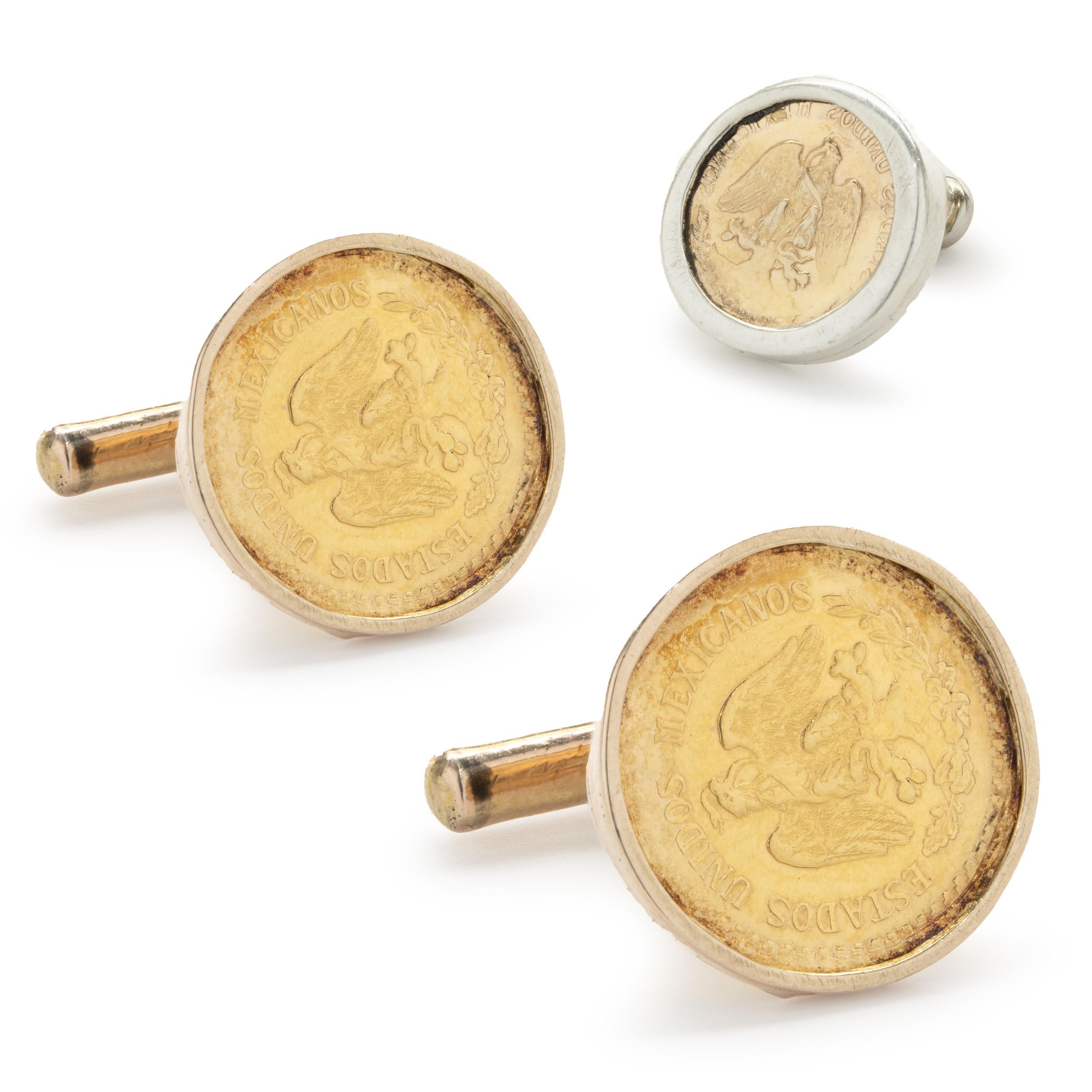 Material: Mexican Peso
Dimensions: cufflinks measure 16.50mm 
Weight: 12.51 grams