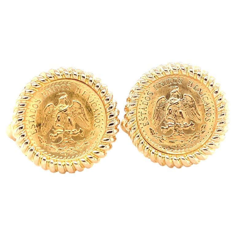 Mexican Peso Gold Coin Cufflinks For Sale