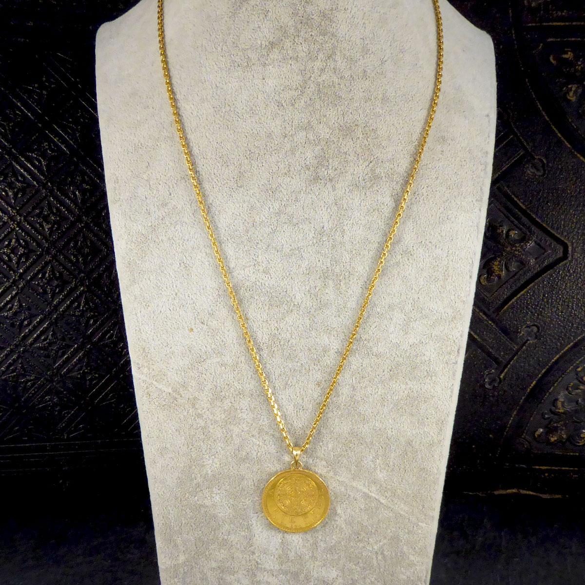 Mexican Pesos 21.6ct Gold Coin Unique Hidden Locket on 22ct Yellow Gold Chain 2