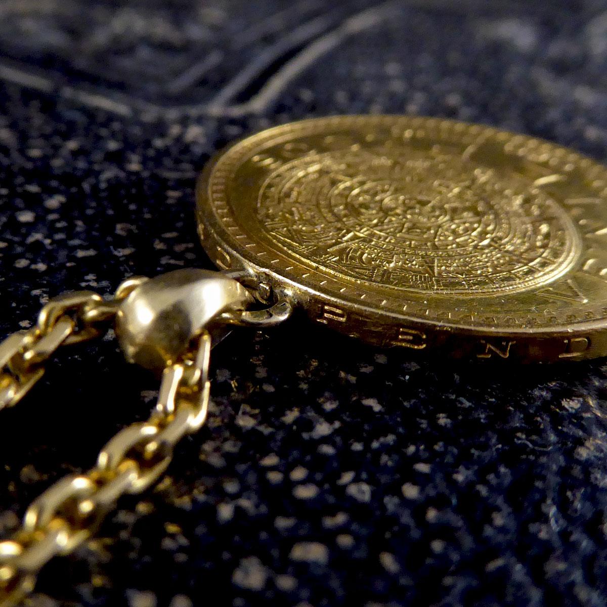 Women's or Men's Mexican Pesos 21.6ct Gold Coin Unique Hidden Locket on 22ct Yellow Gold Chain