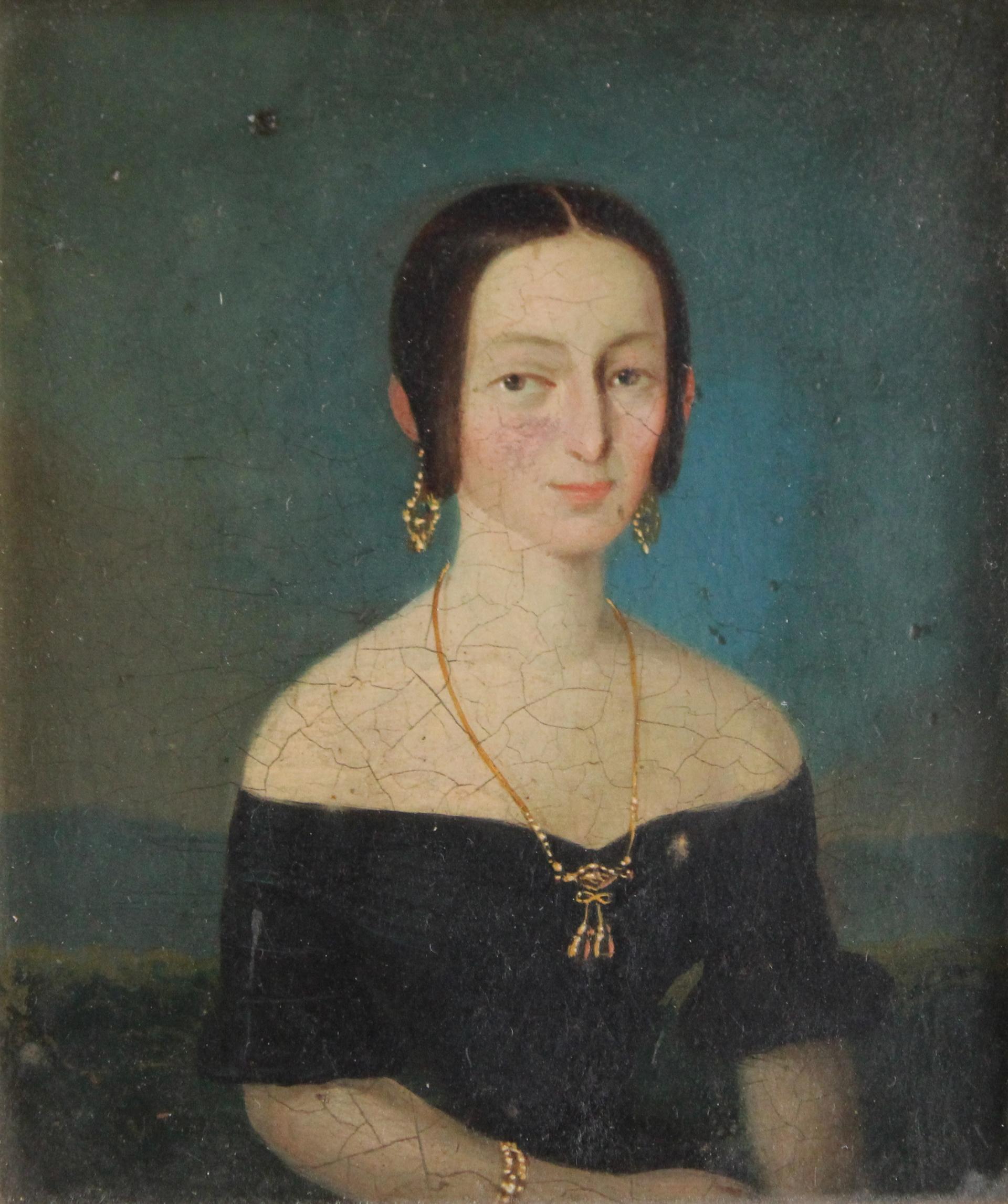 Mexican Portrait Miniatures of Officer and Wife In Good Condition For Sale In Downingtown, PA