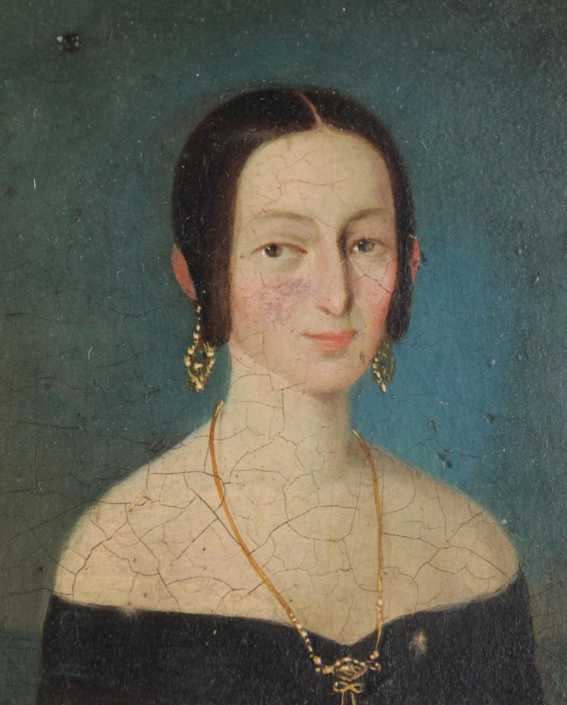 19th Century Mexican Portrait Miniatures of Officer and Wife For Sale