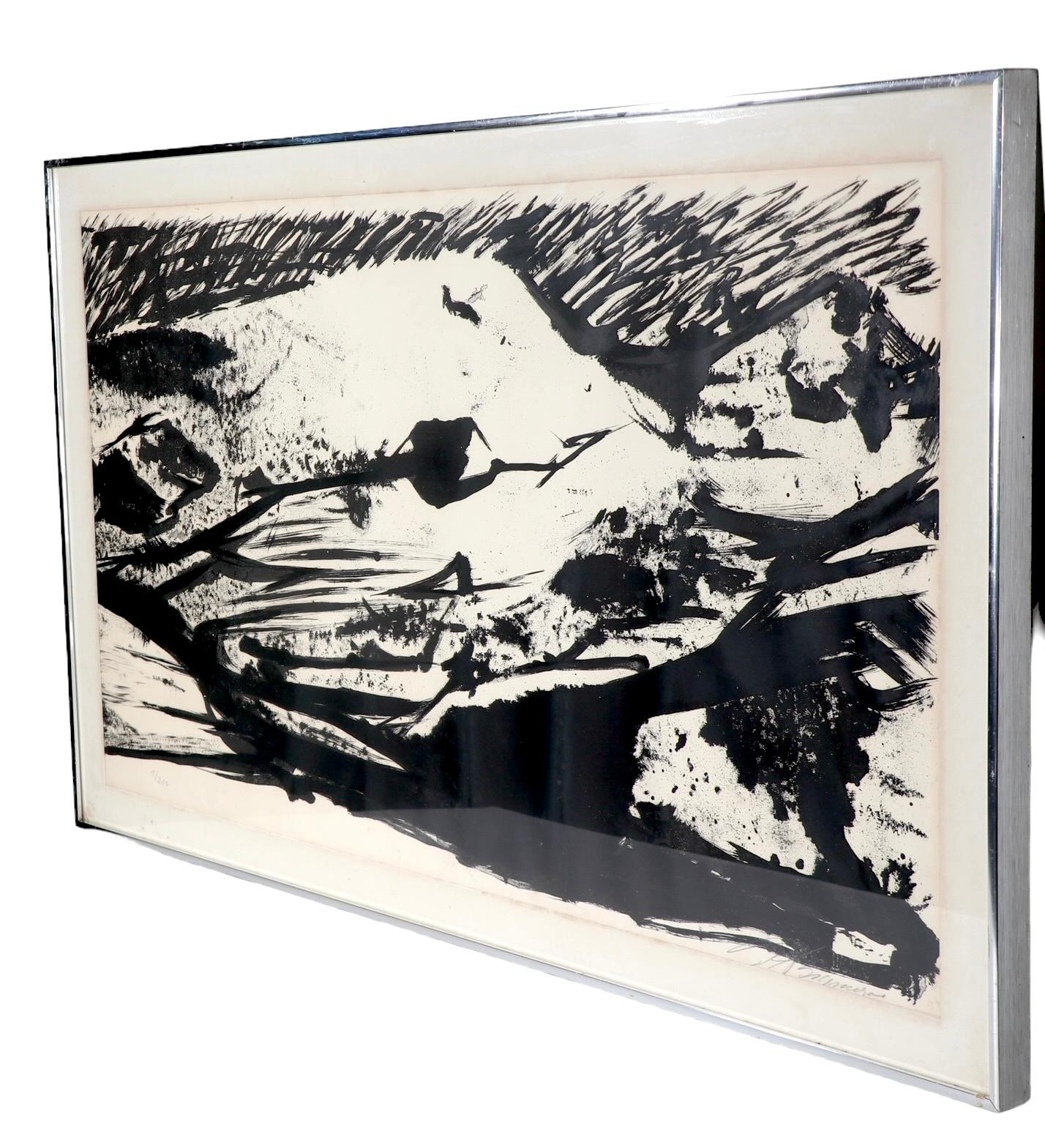Paper Mexican Print Framed by David Siqueliros from the Pablo Neruda Series  1950/1960 For Sale