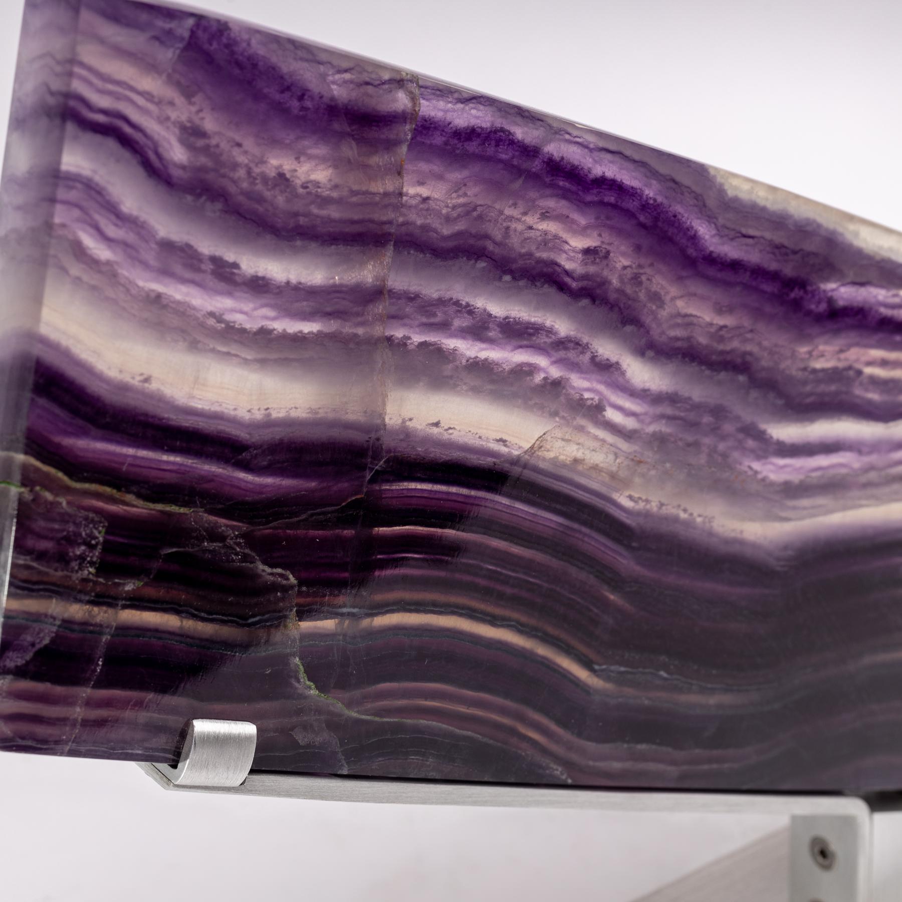 XXIe siècle et contemporain Fluorite mexicaine violette sur socle en aluminium en vente