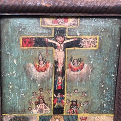 Mexican Retablo "Exvoto" Oil on Tin