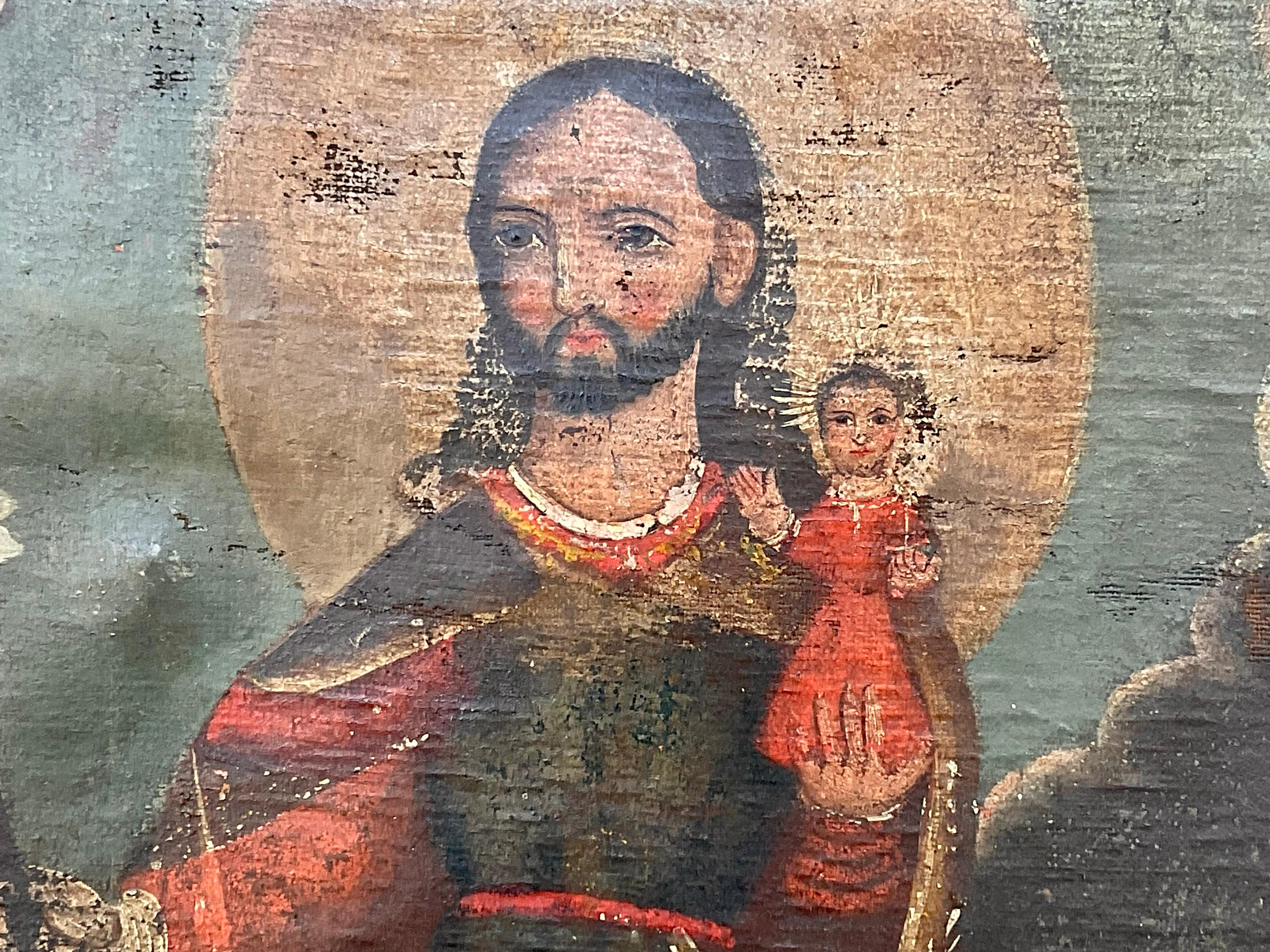 Retablo mexicano, San José y el Niño Jesús 3