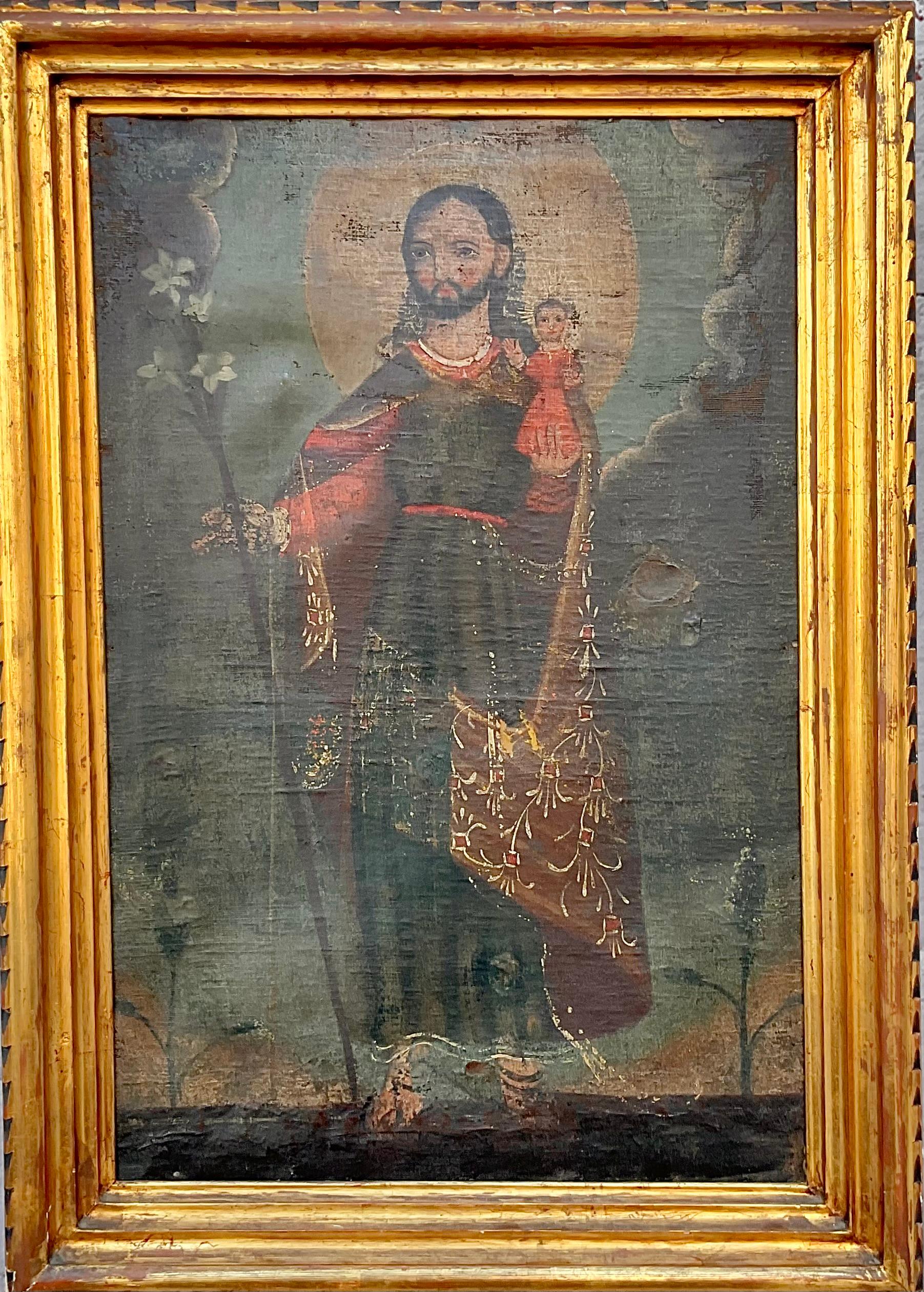 Retablo mexicano, San José y el Niño Jesús 9