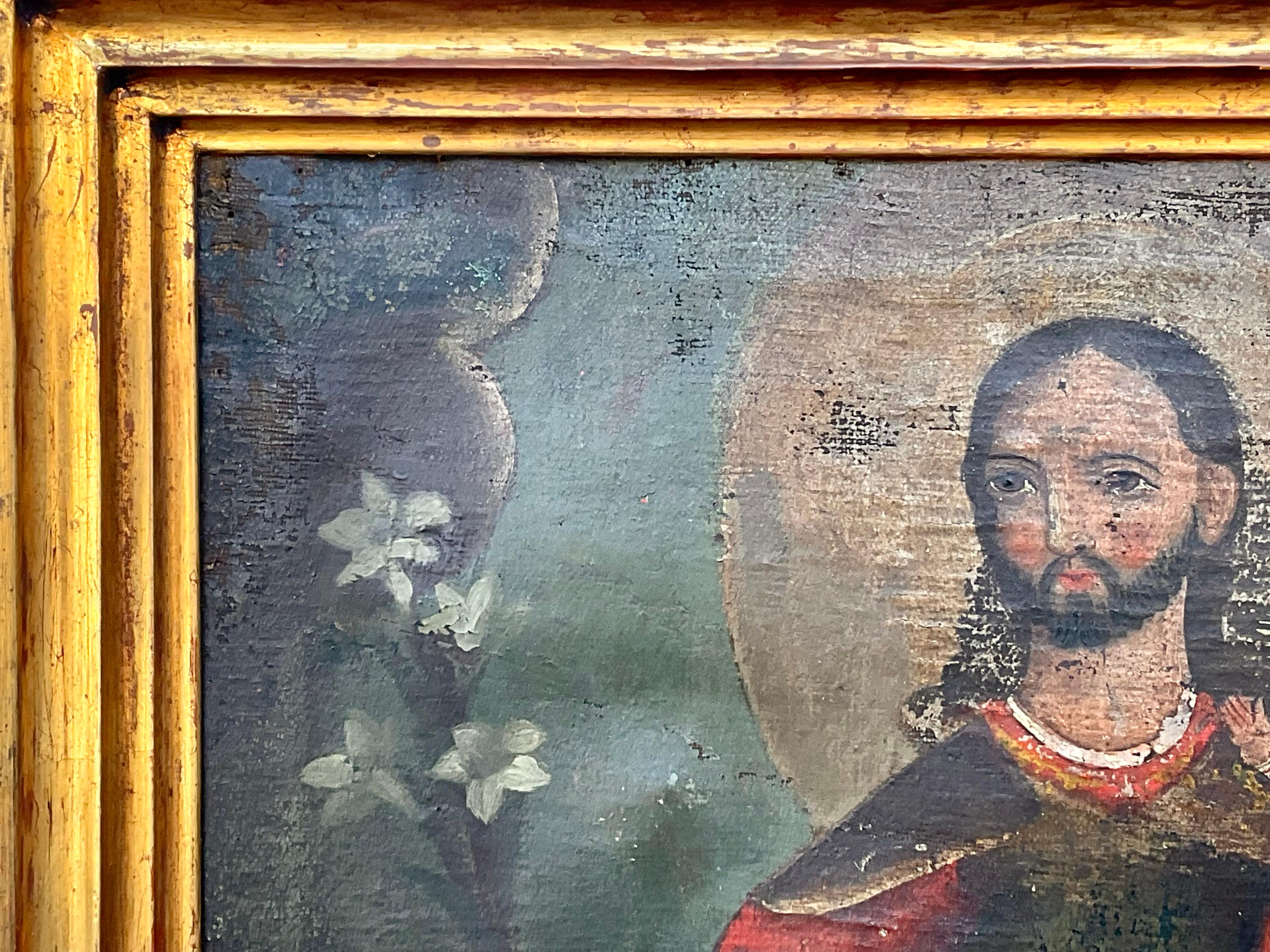 Retablo mexicano, San José y el Niño Jesús 2