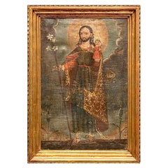 Mexican Retablo Painting, Saint Joseph and Christ Child