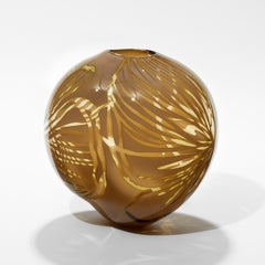Mexican Root, Ochre / Dark Tan Hand Blown Sculptural Vase by Michèle Oberdieck