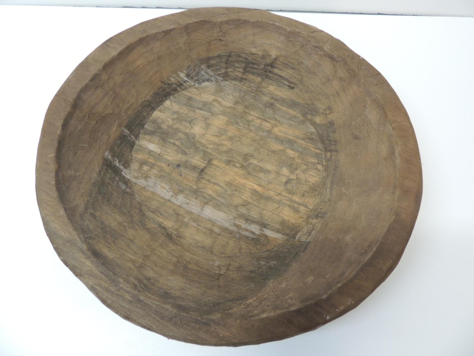 Hand-Crafted Primitive Mexican Round Hand Carved Rustic Bowl