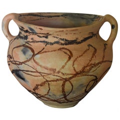 Mexikanische Rustikale Abstrakte Keramik Zwei Griff Vase Dekorative Keramik Linie Design