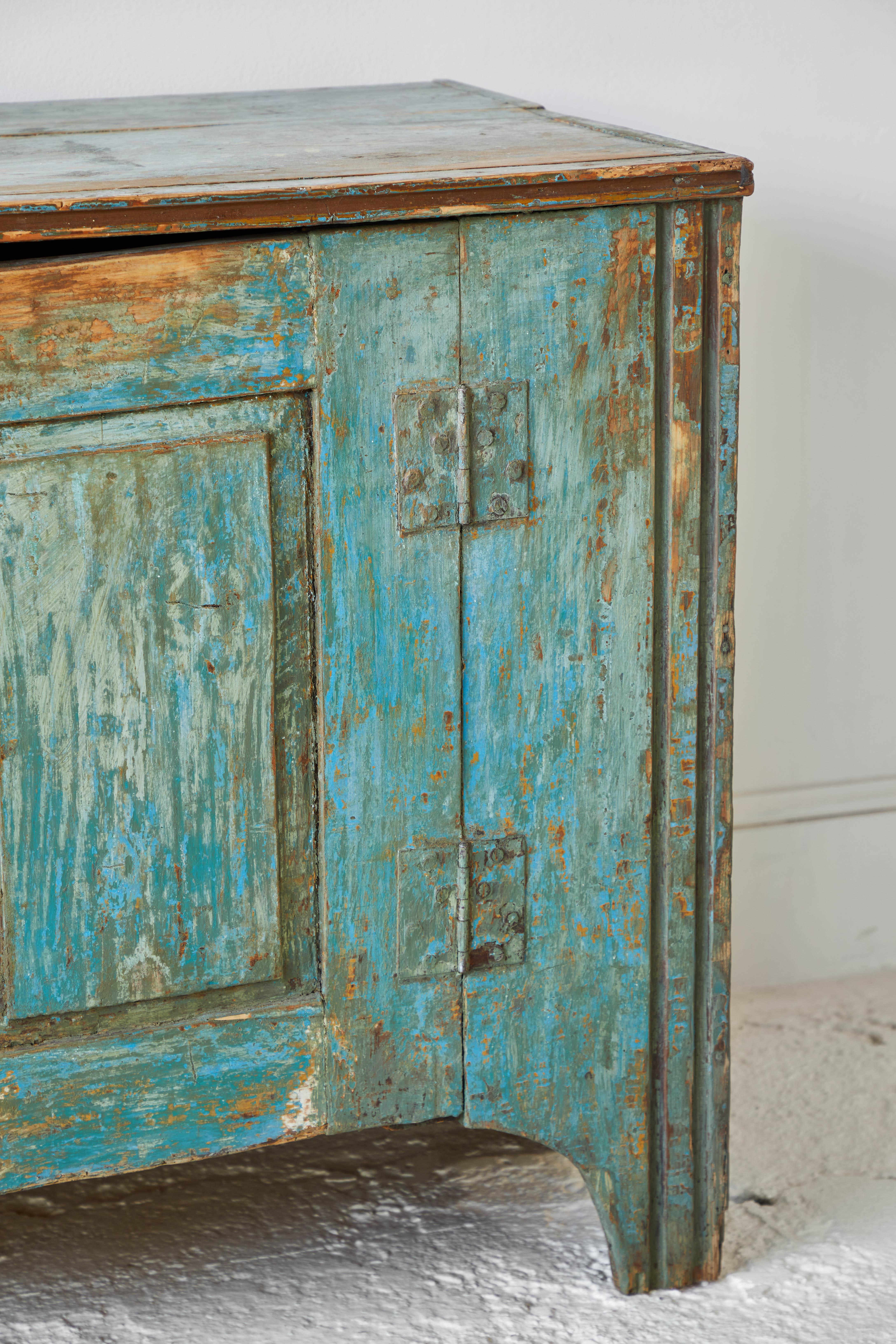 20th Century Mexican Rustic Blue Two-Door Buffet