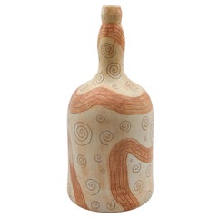 Mexican Rustic Clay Mezcal Vessel Bottle Pottery Made in Oaxaca Stripes Folk Art