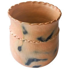 Mexican Rustic Flower Pot Folk Art Handmade Ceramic Vessel Terracotta Oaxaca