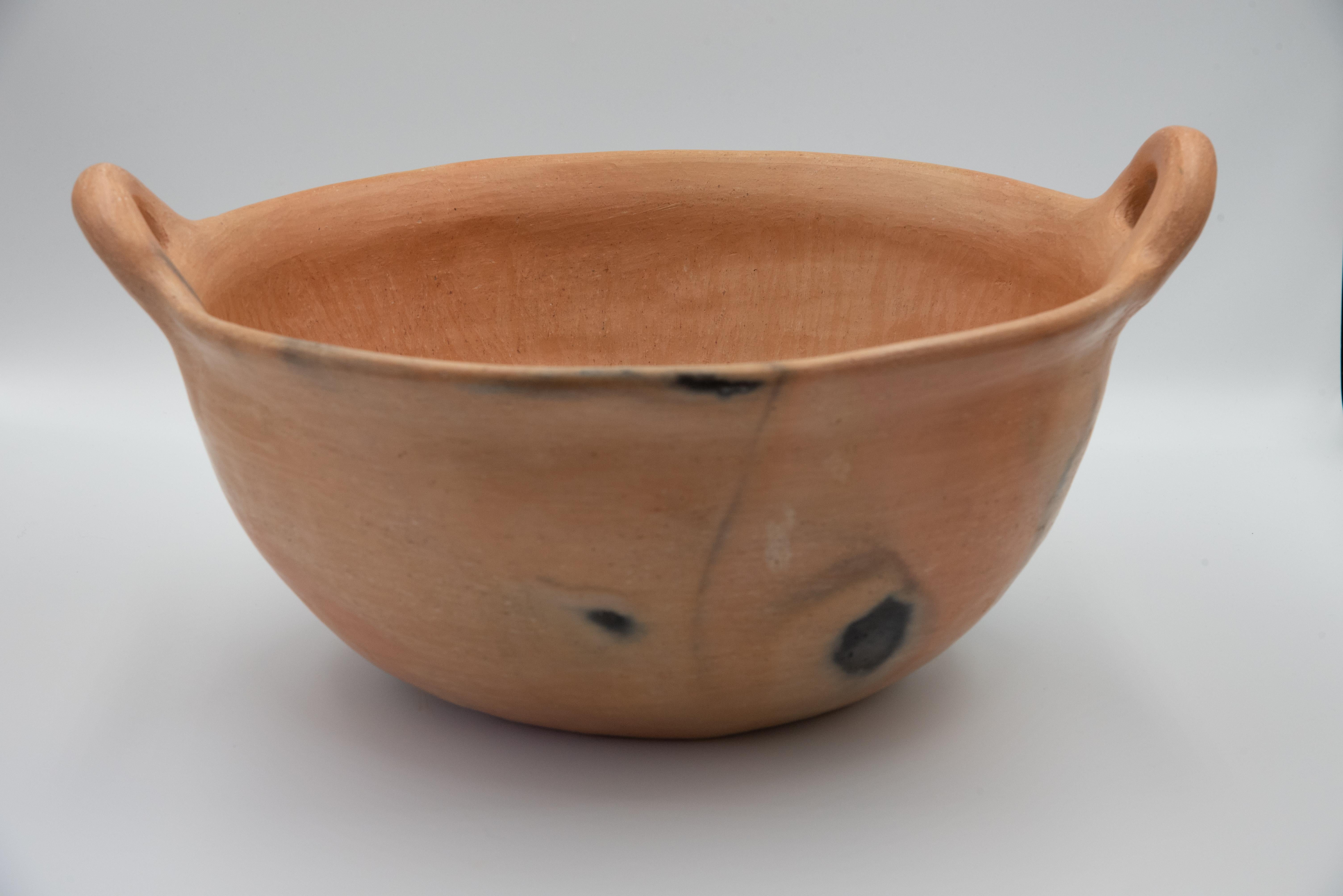 Contemporary Mexican Rustic Natural Clay Folk Art Handmade Ceramic Bowl Terracota