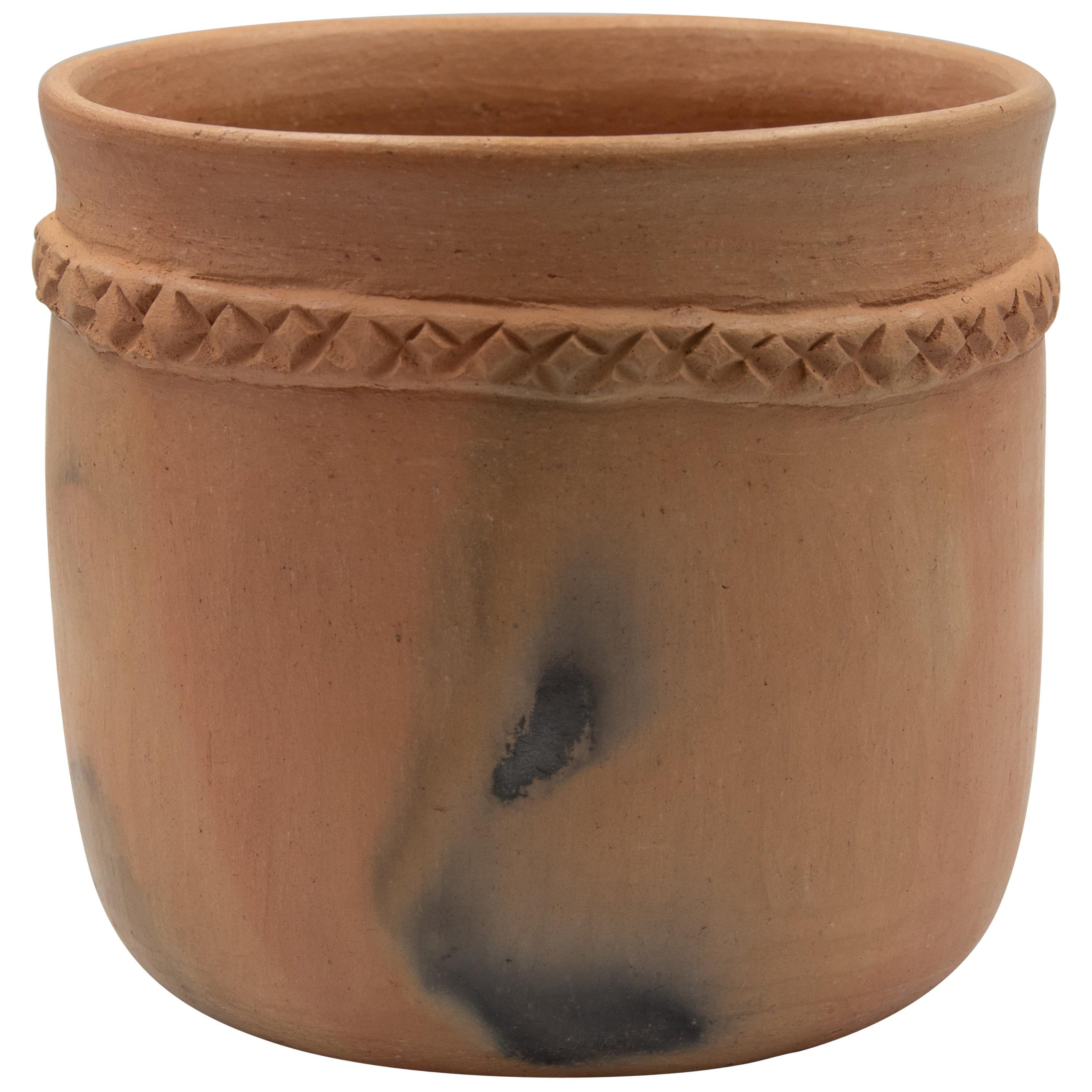 Mexican Rustic Natural Clay Folk Art Handmade Ceramic Pot Terracota For Sale