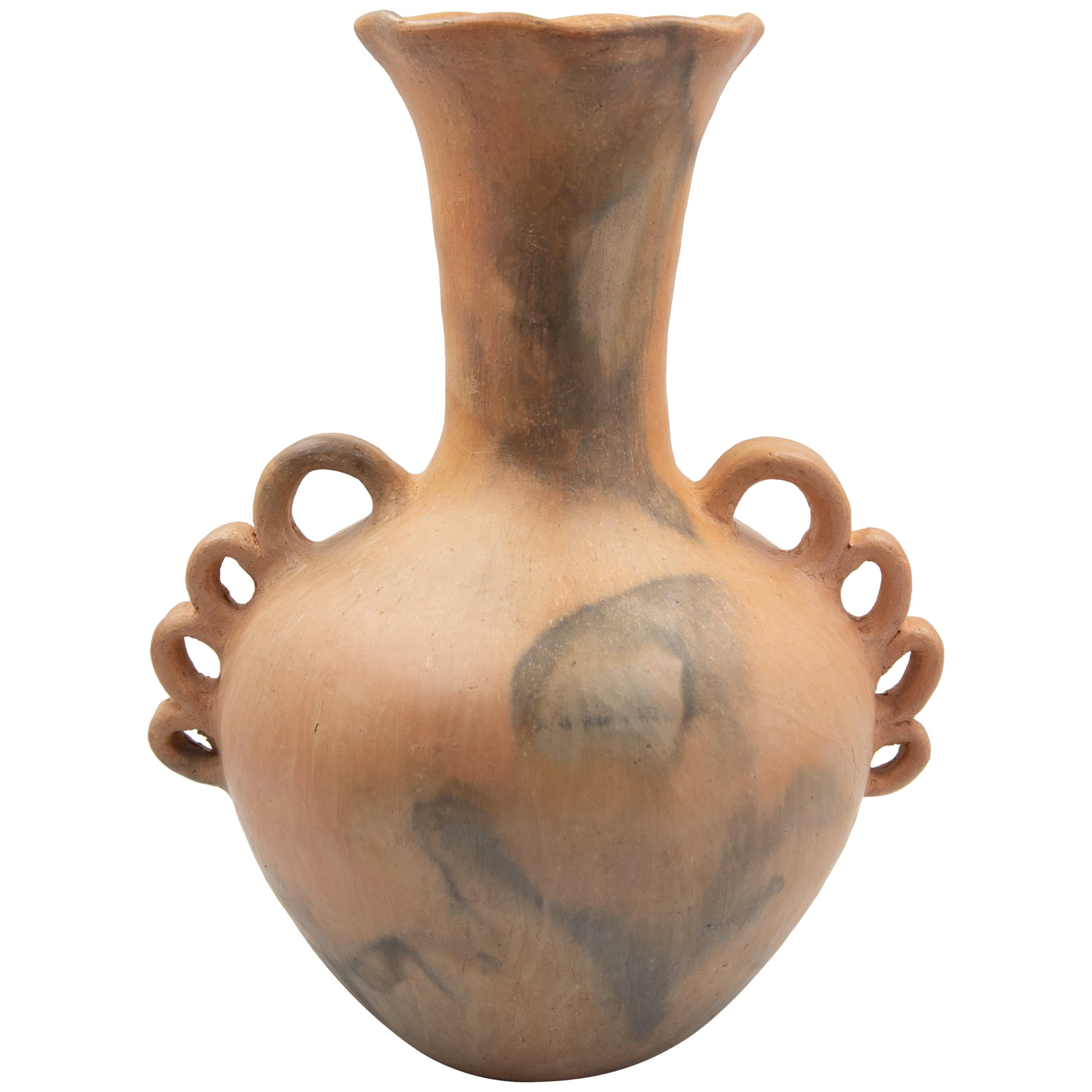 Mexican Rustic Natural Clay Folk Art Handmade Ceramic Vase Terracota
