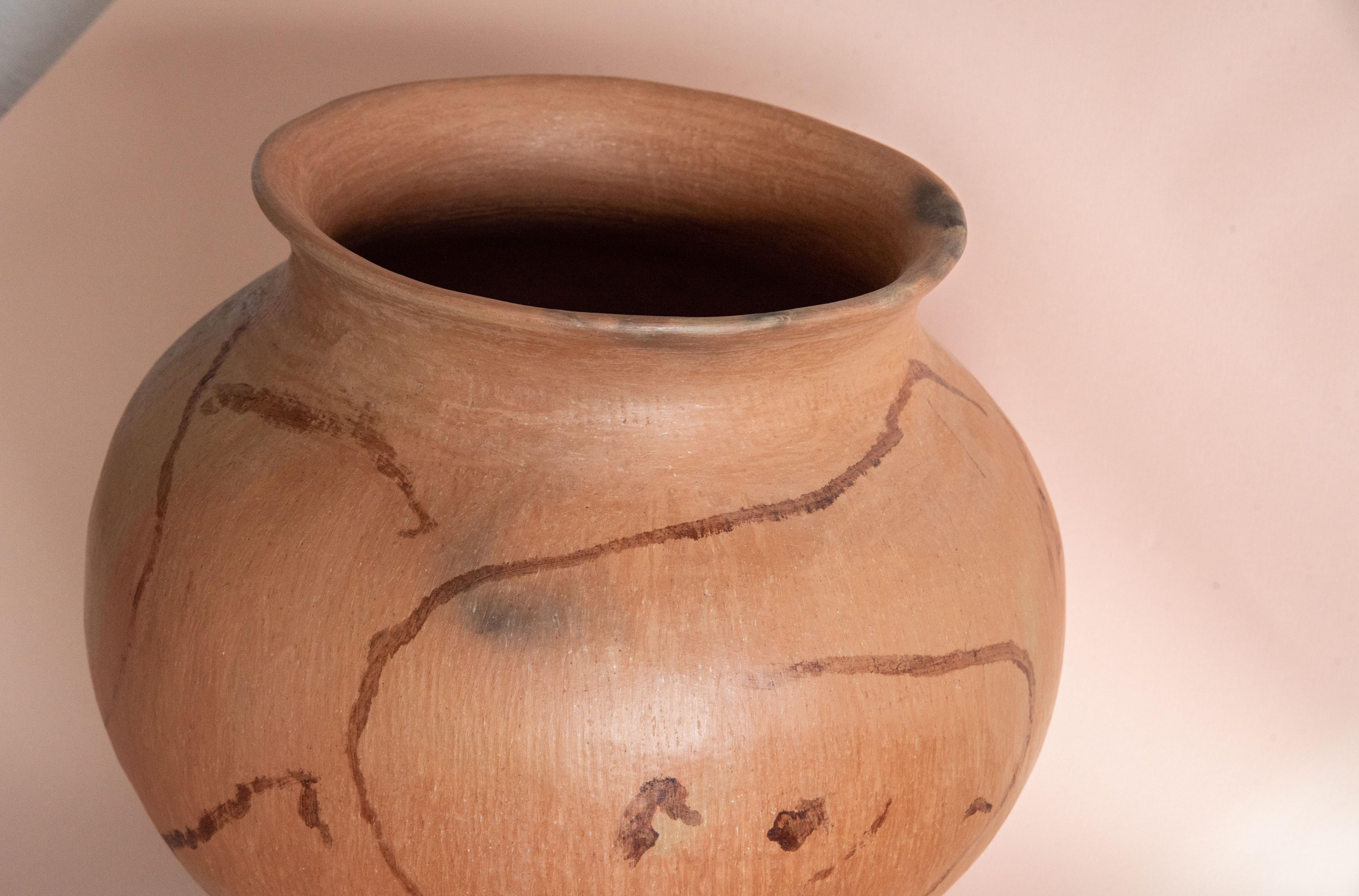 Mexican Rustic Natural Clay Folk Art Handmade Ceramic Vessel Terracotta 2