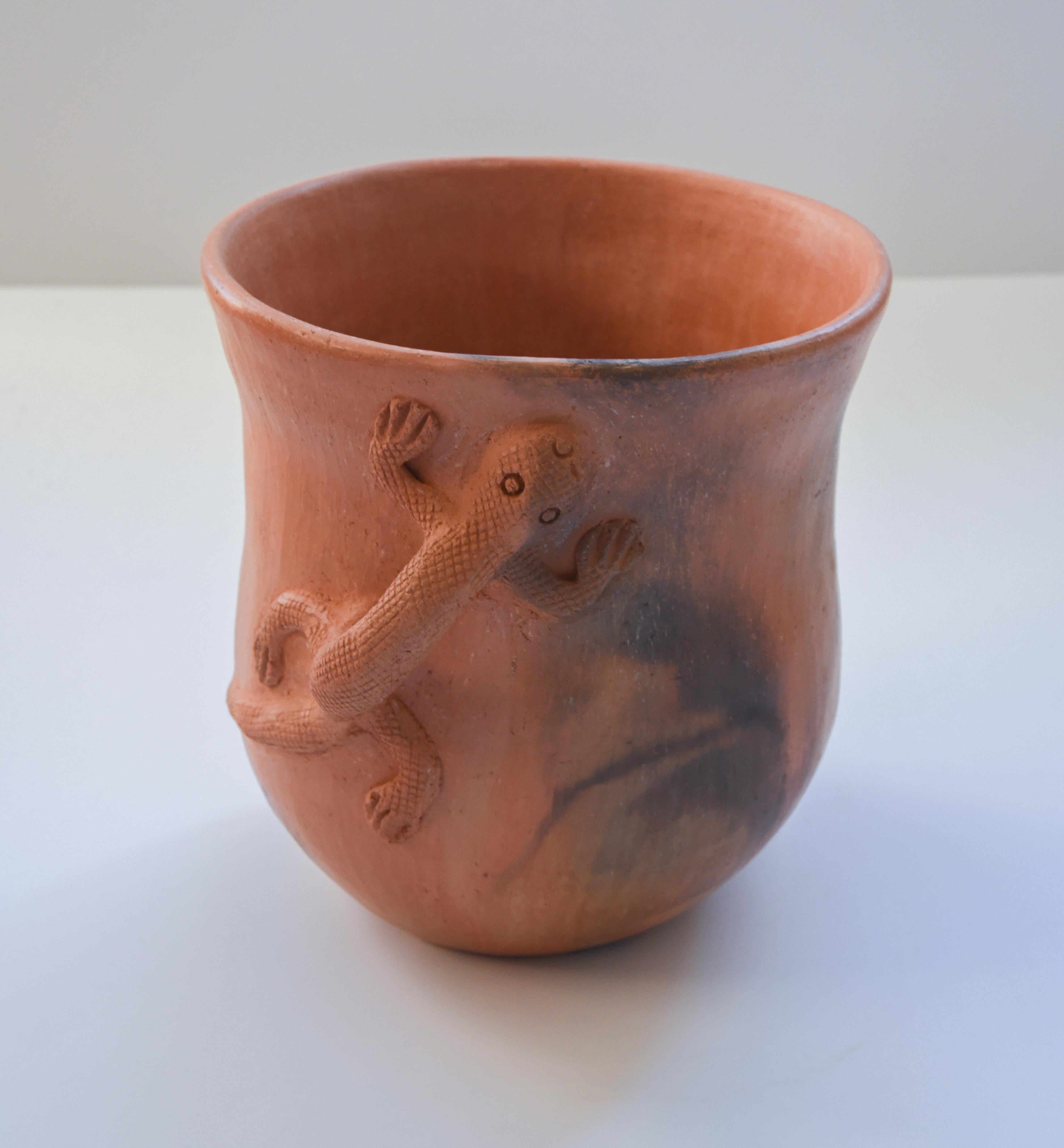 Contemporary Mexican Rustic Pot Folk Art Handmade Ceramic Vessel Terracotta Oaxaca Clay