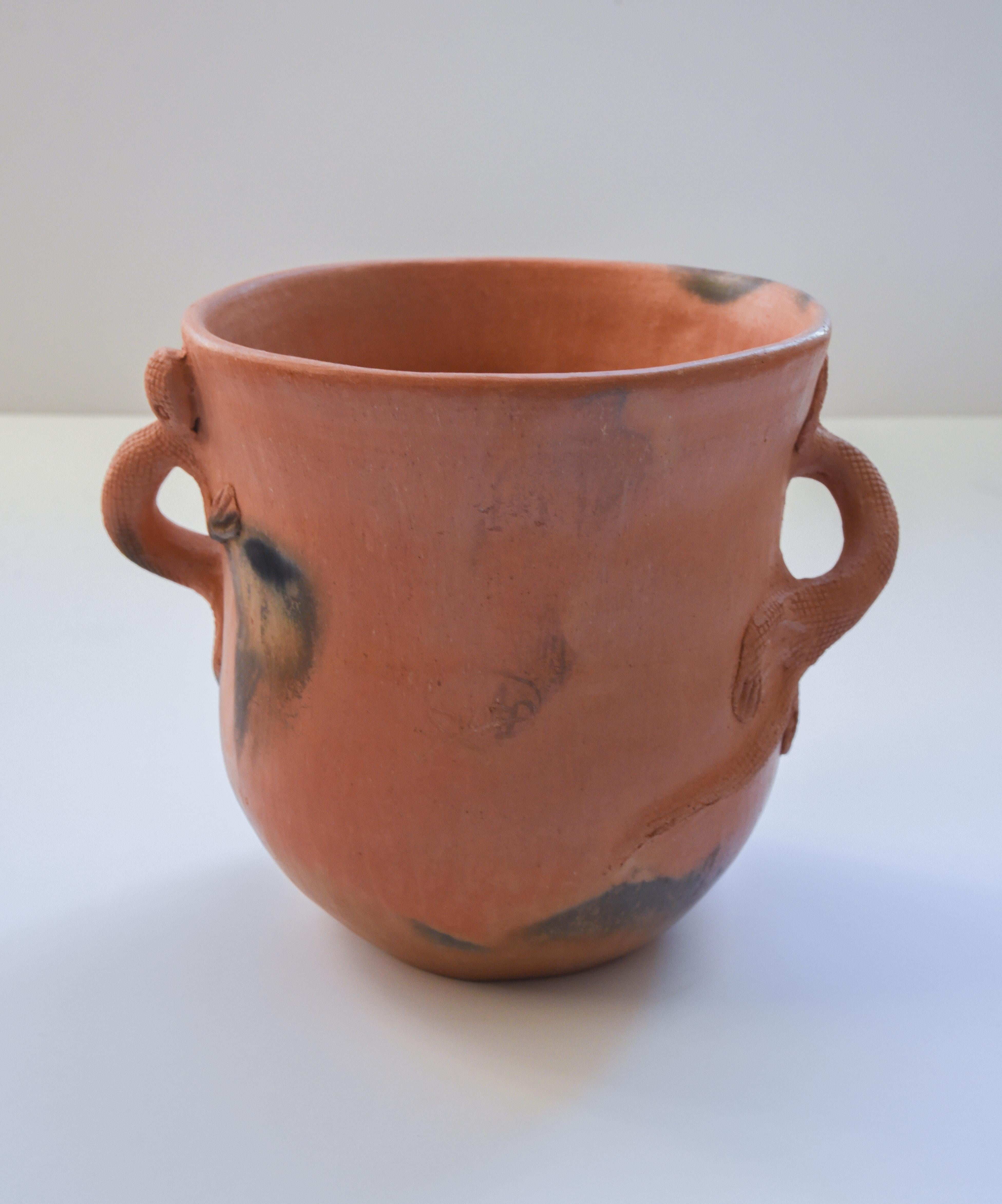 Mexican Rustic Pot Folk Art Handmade Ceramic Vessel Terracotta Oaxaca Clay 1