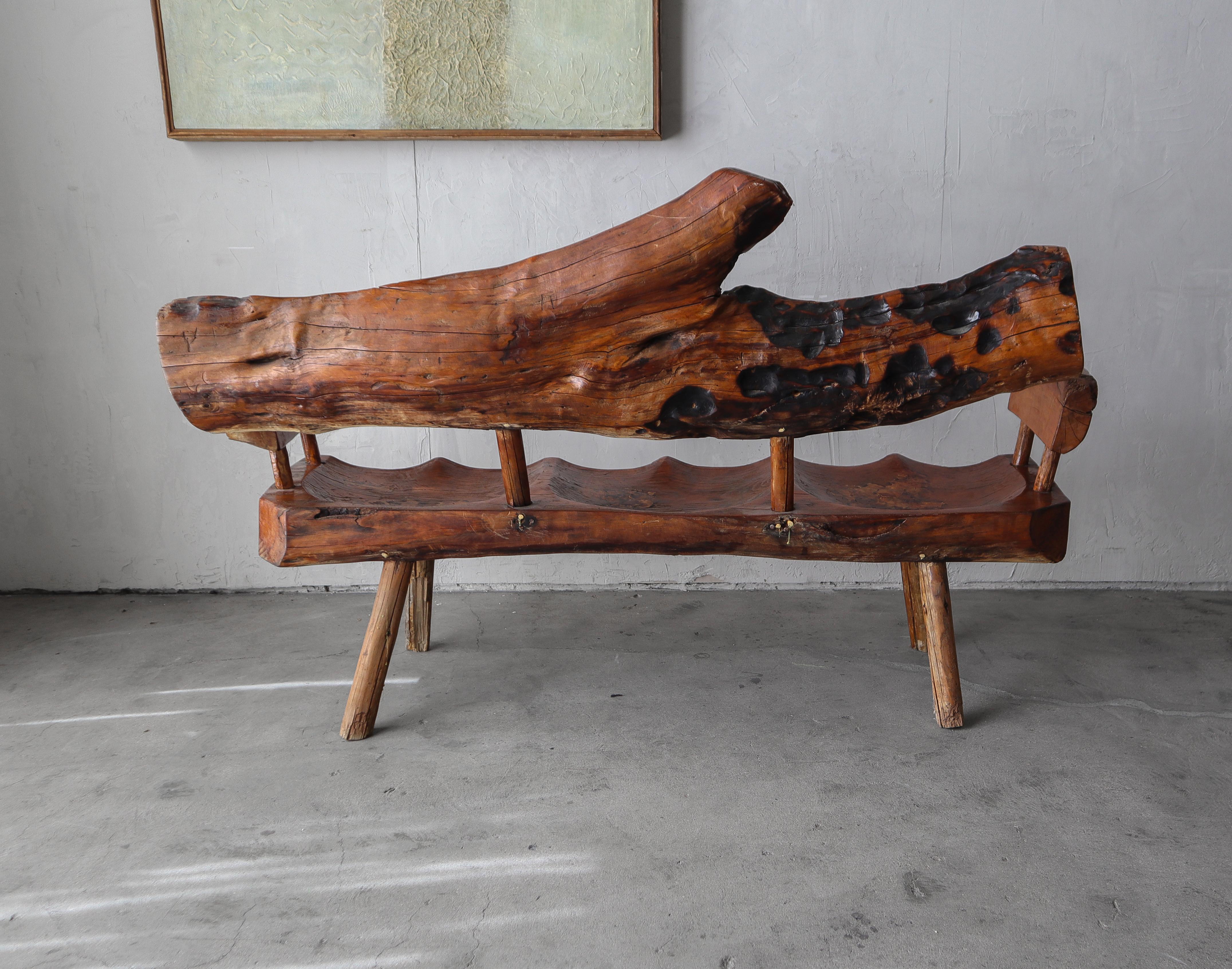 20th Century Mexican Sabino Wood Live Edge Bench For Sale