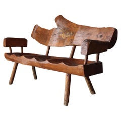 Antique Mexican Sabino Wood Live Edge Bench