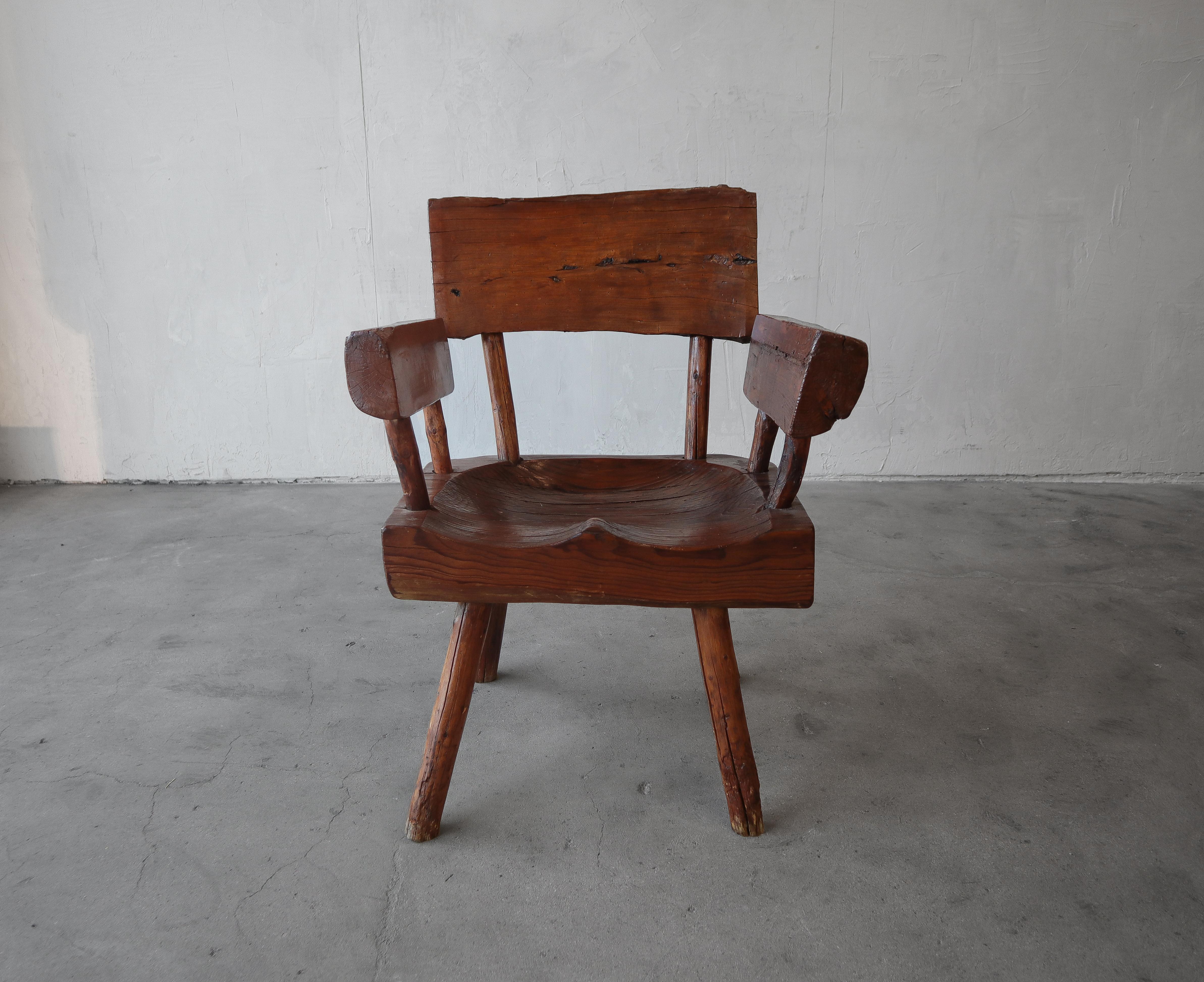 Rustic Mexican Sabino Wood Live Edge Wood Chair For Sale