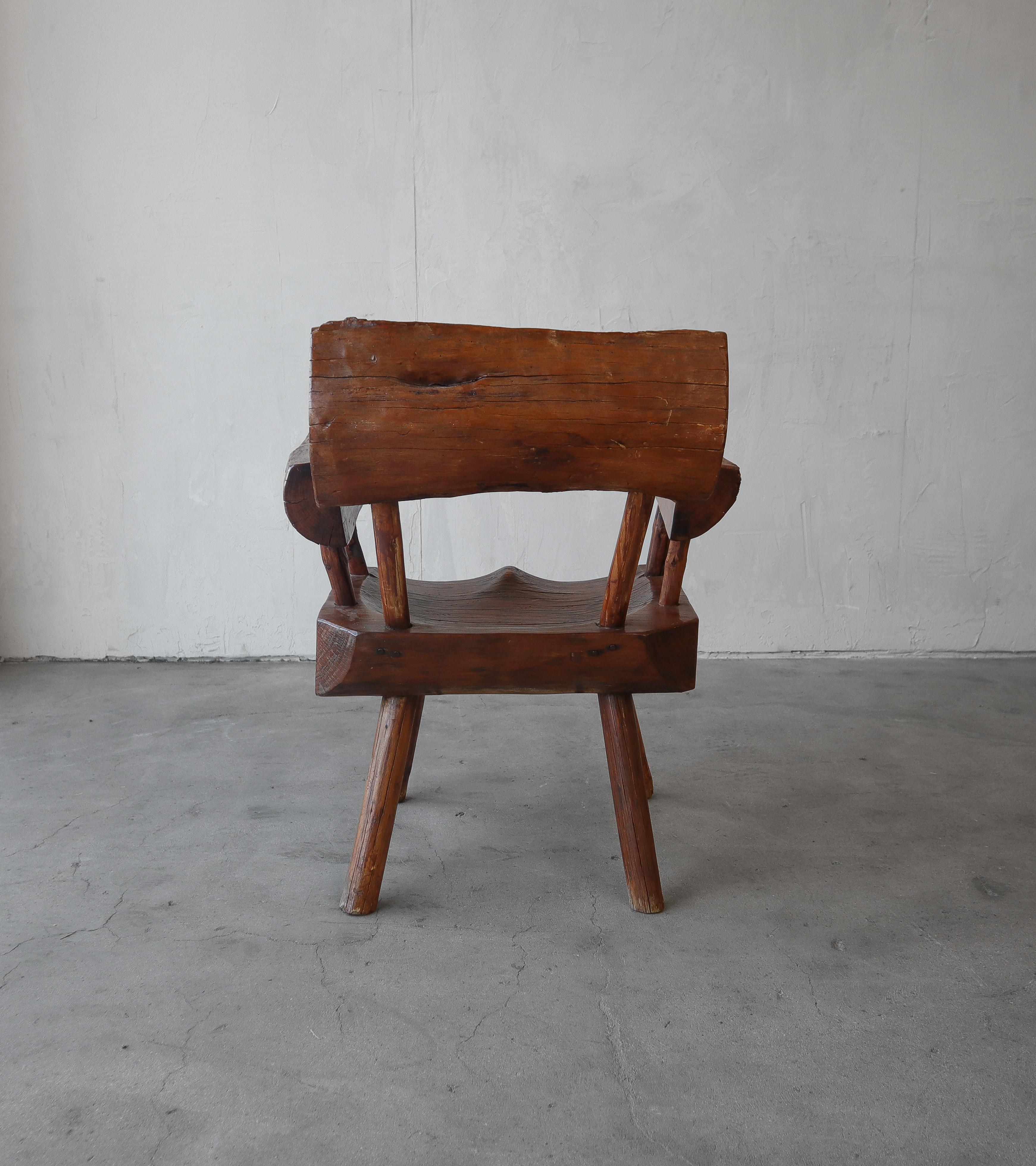 Mexican Sabino Wood Live Edge Wood Chair For Sale 1