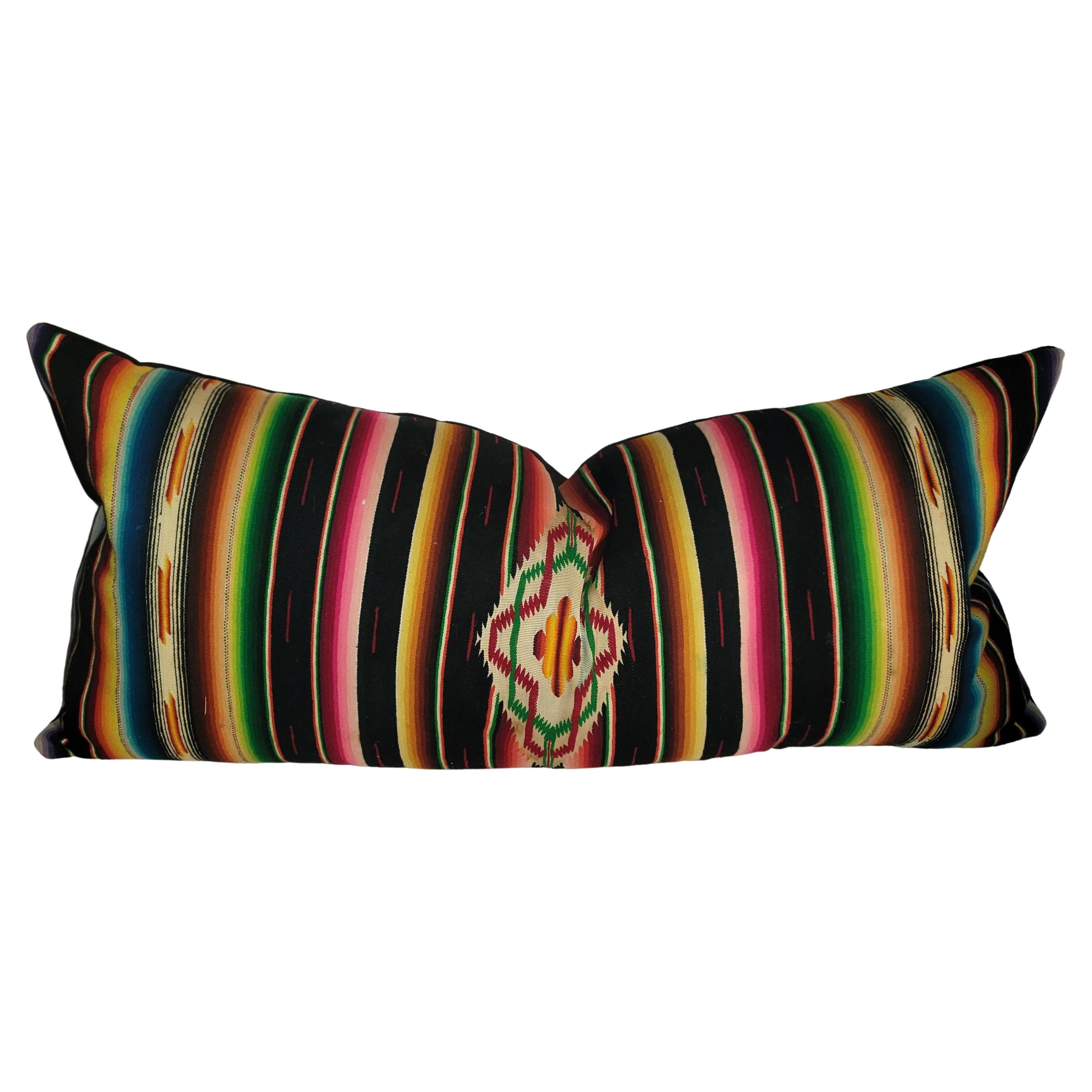 Mexican Serape Bolster Pillow For Sale