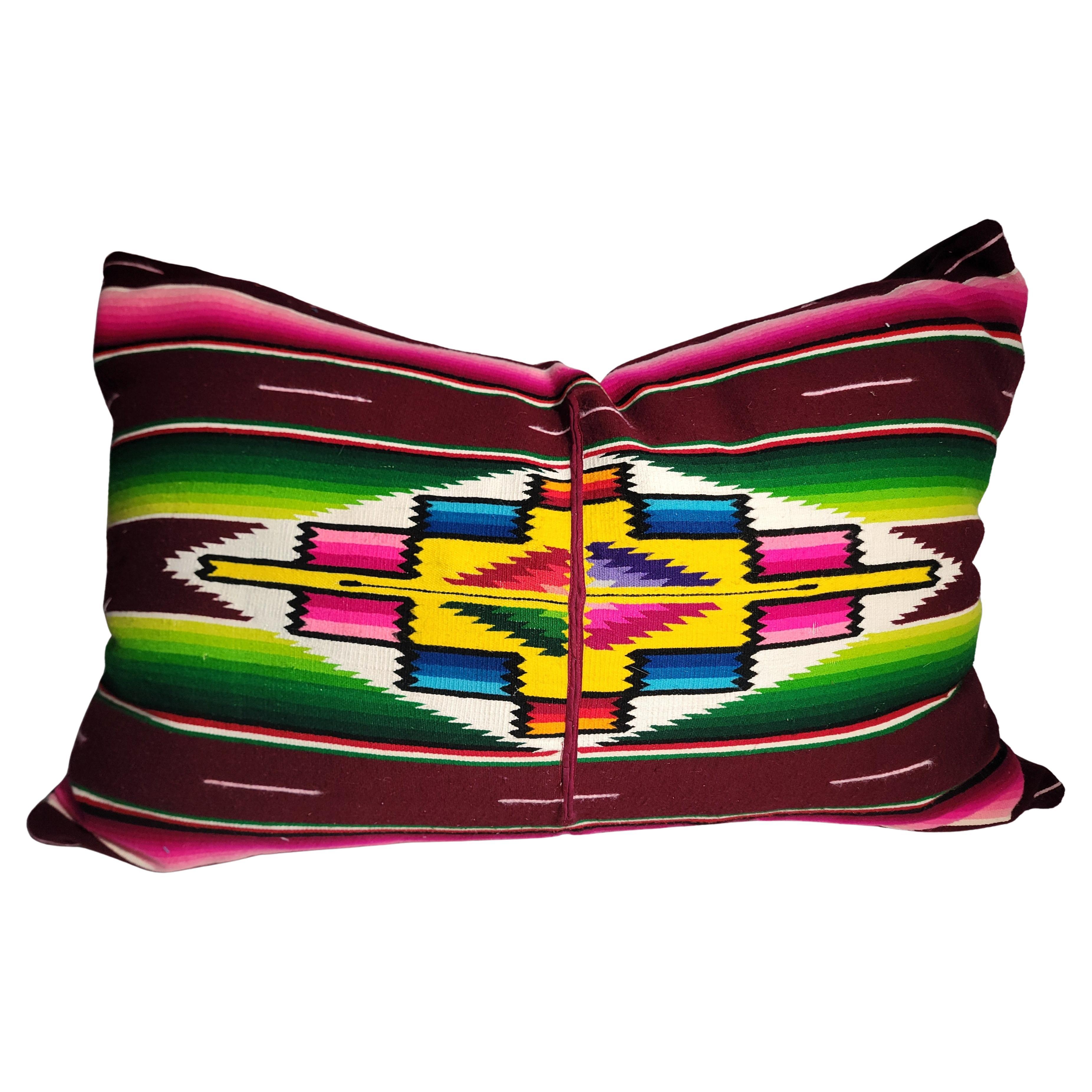 Mexican Serape Bolster Pillow For Sale