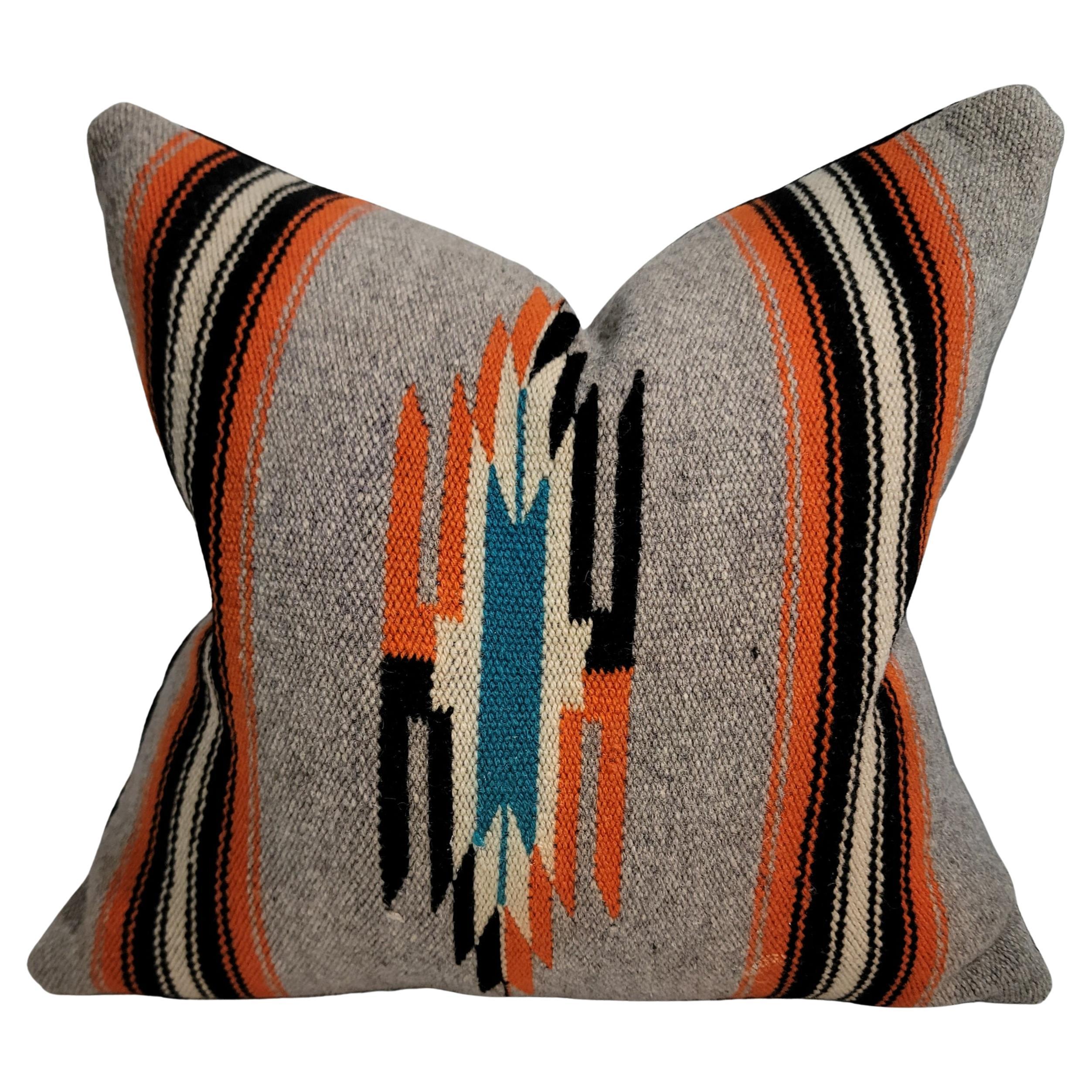 Mexican Serape Wool Pillow For Sale