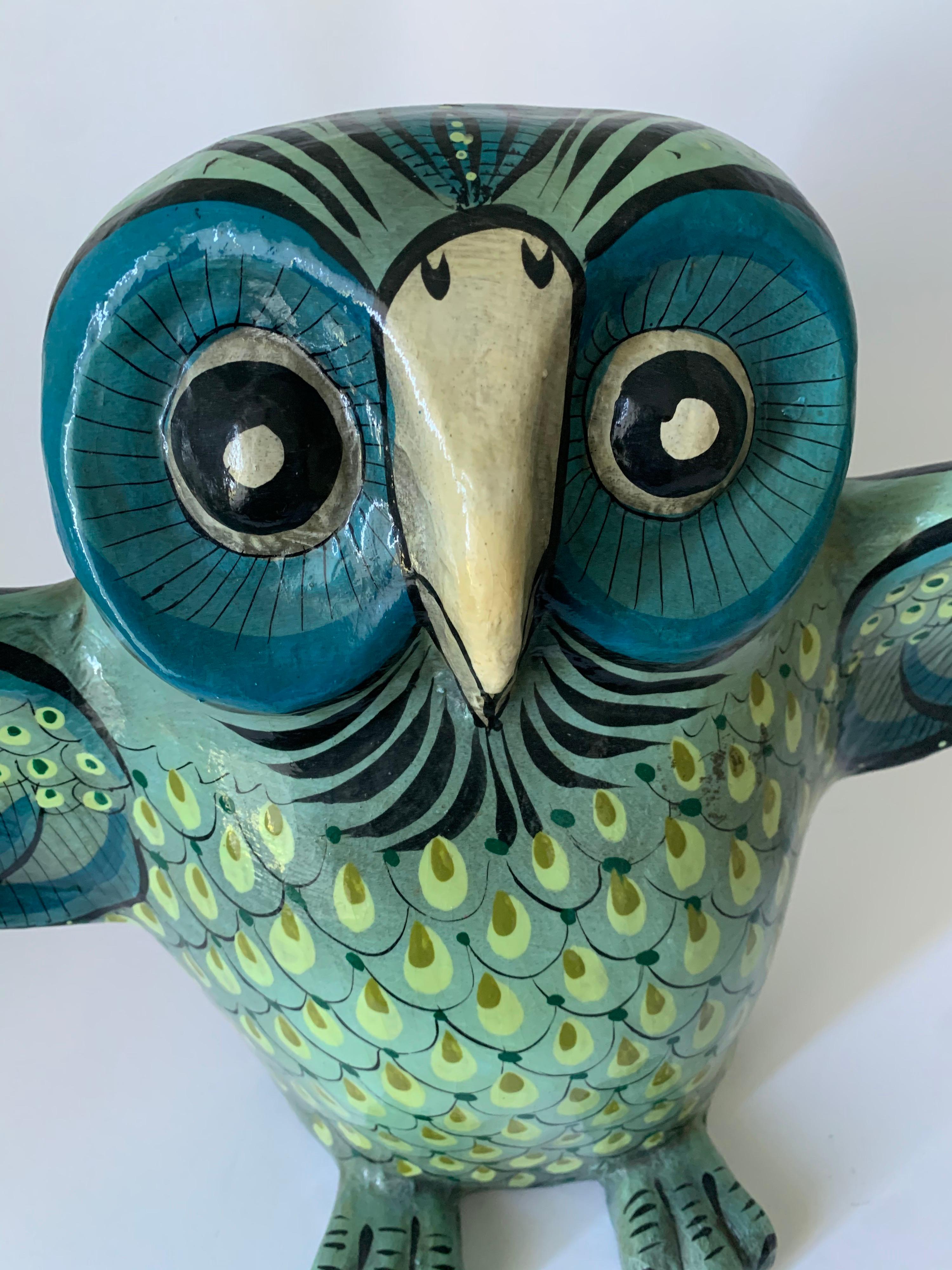 Mexican Sermel Papier Mâché Owl Sculpture For Sale 5