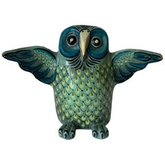 Mexican Sermel Papier Mâché Owl Sculpture