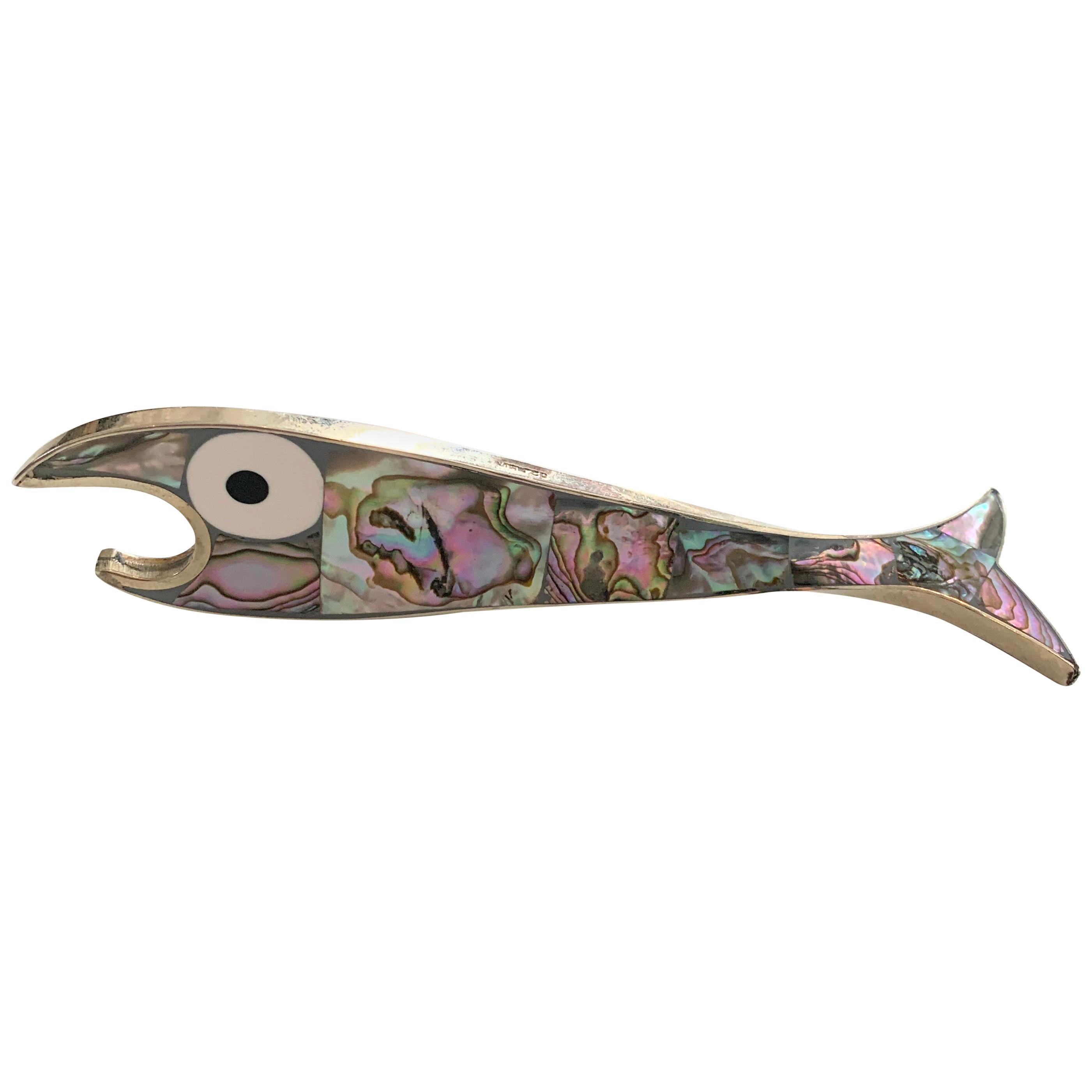 Mexican Silver Abalone Fish Shaped Bottle Opener