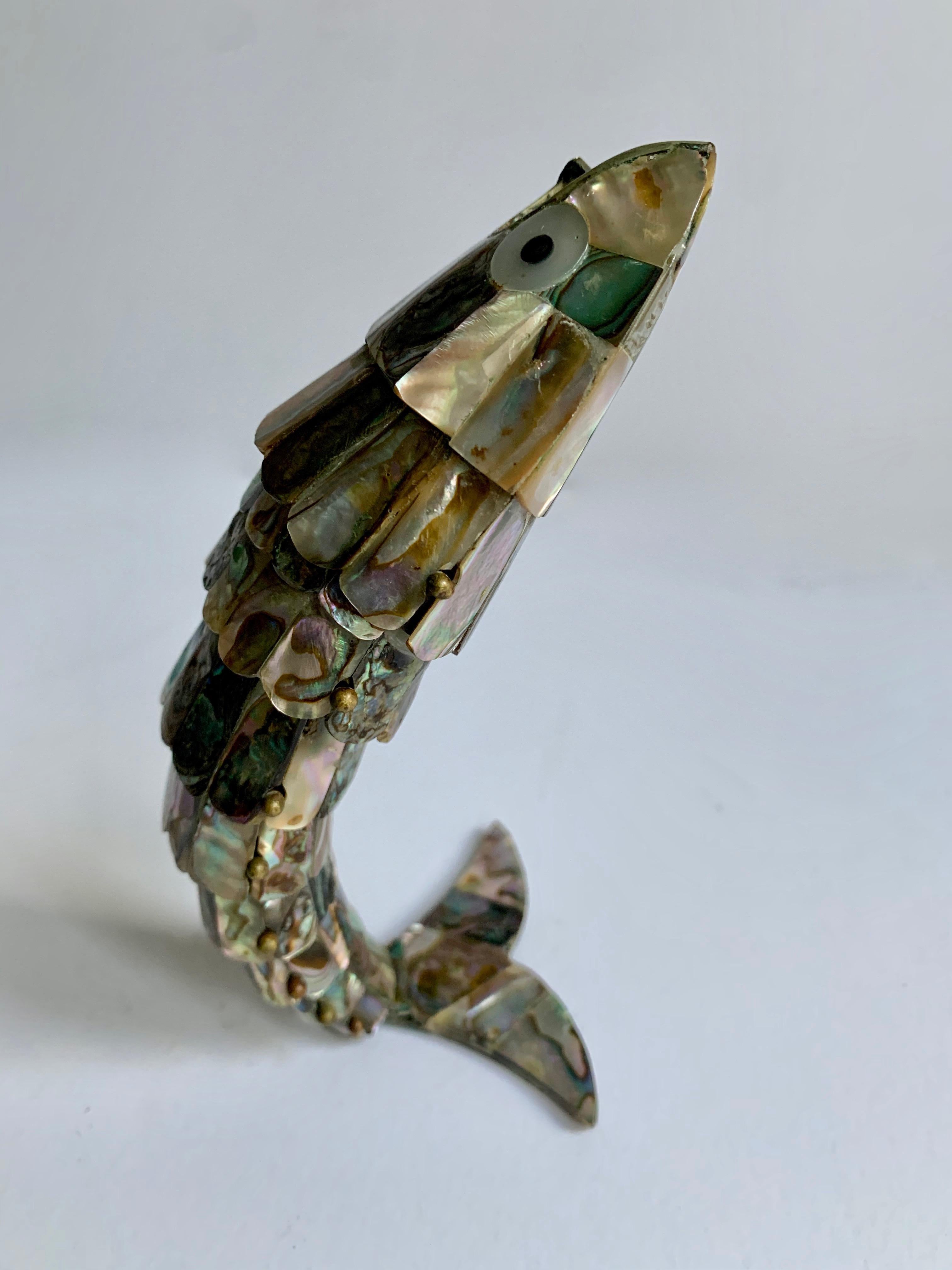 Mid-Century Modern Mexican Silver and Abalone Articulated Bottle Opener
