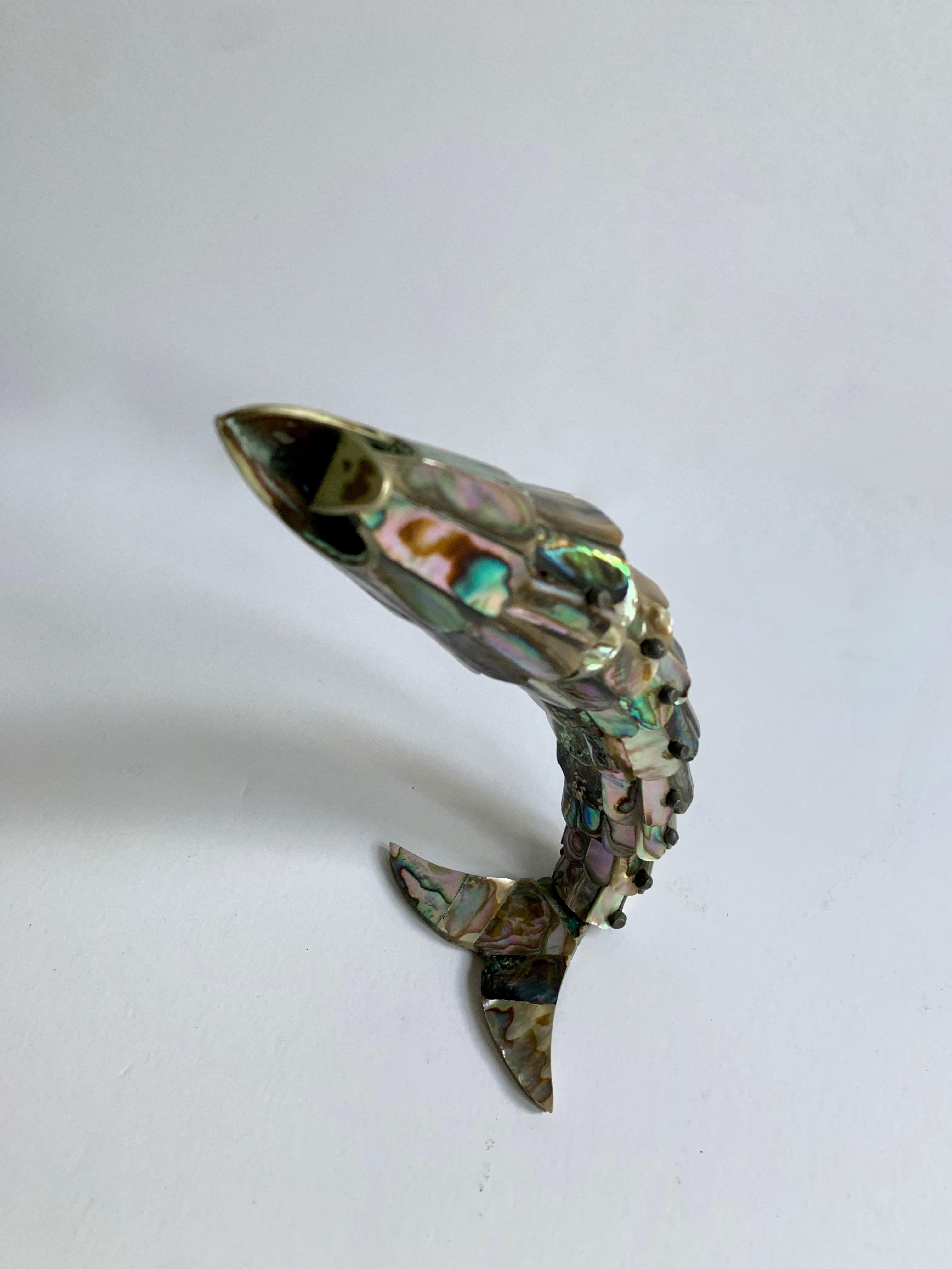 Mexican Silver and Abalone Articulated Bottle Opener In Good Condition In Los Angeles, CA