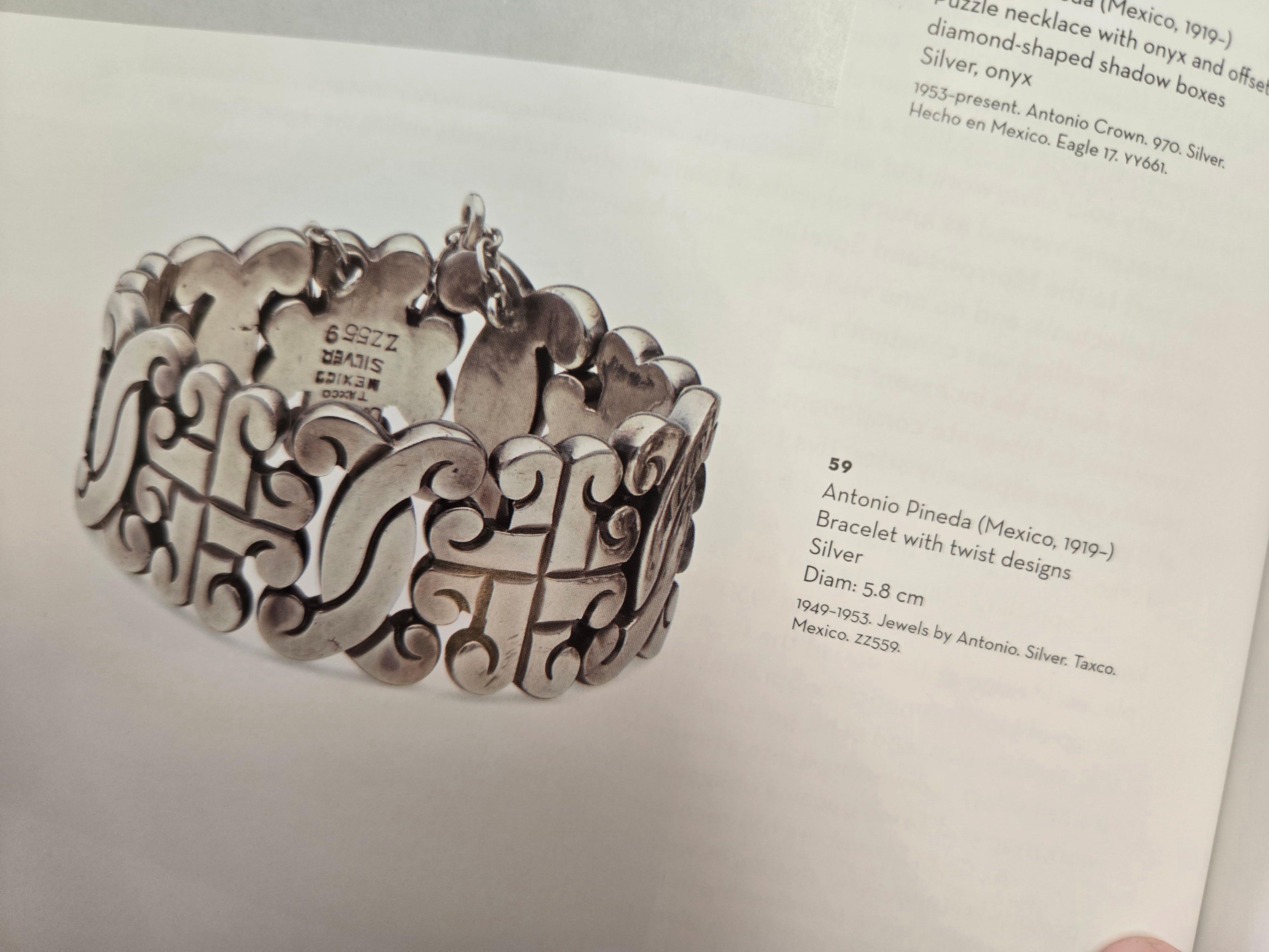 Mexican Silver Bracelet With Twist Designs For Sale 4