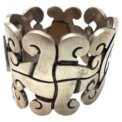 Mexican Silver Bracelet With Twist Designs