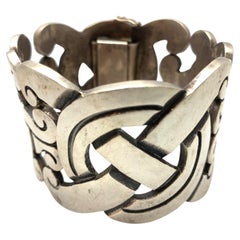 Mexican Silver Bracelet With Twist Designs