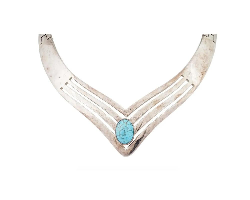 Women's Mexican Silver Howlite Cuff Collar Necklace For Sale