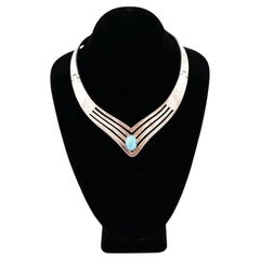 Used Mexican Silver Howlite Cuff Collar Necklace