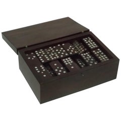 Retro Mexican Silver Inlayed Domino Set and Box