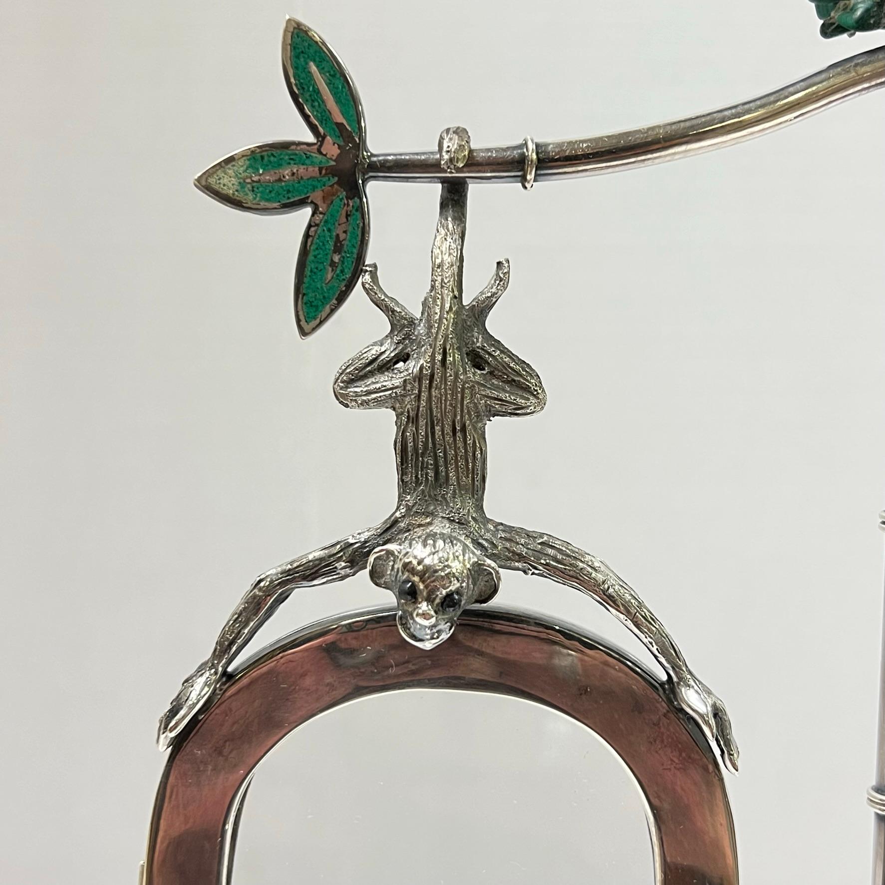 Mexican Silver Plate Picture Frame with Monkey Motif by Emilia Castillo 8