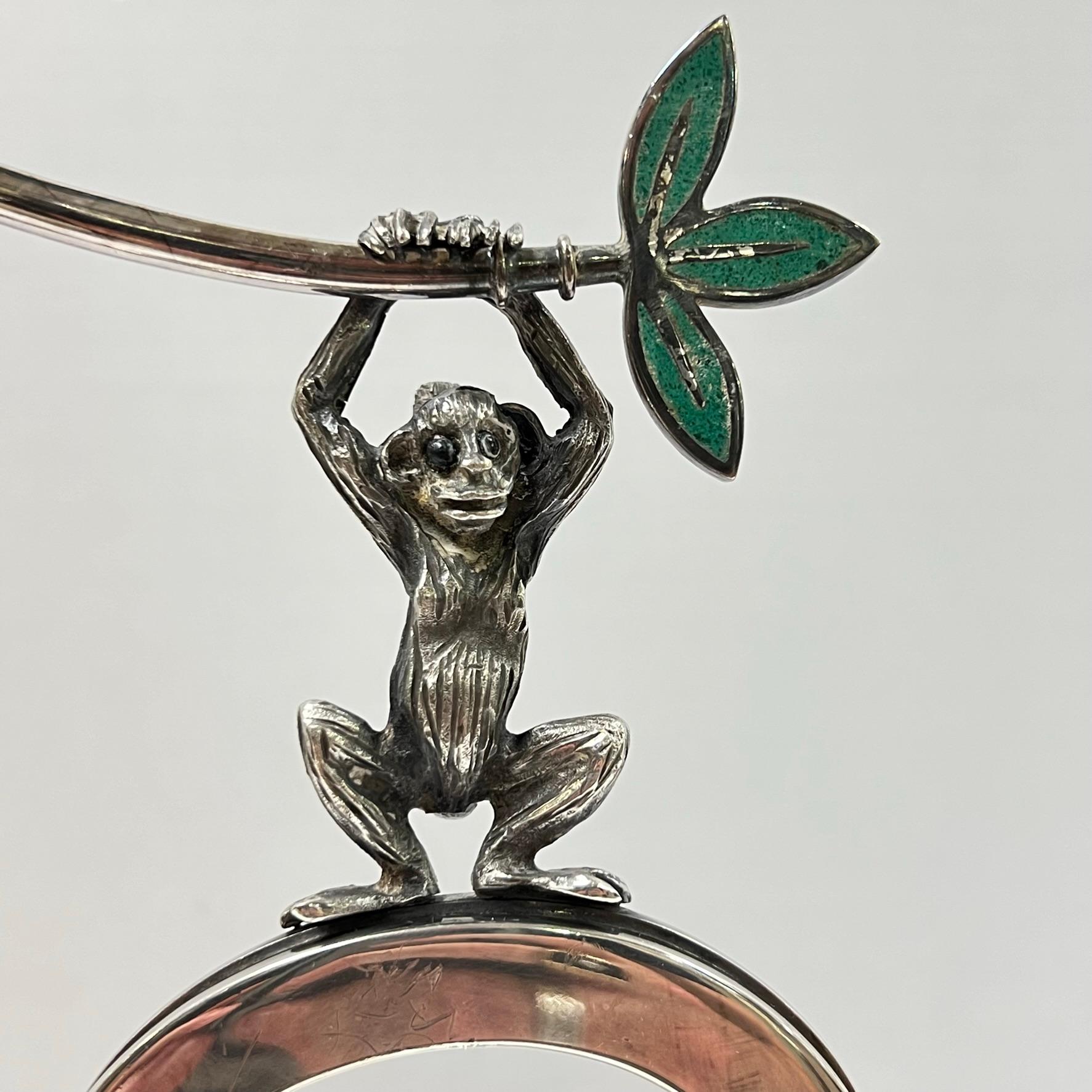Mexican Silver Plate Picture Frame with Monkey Motif by Emilia Castillo 9