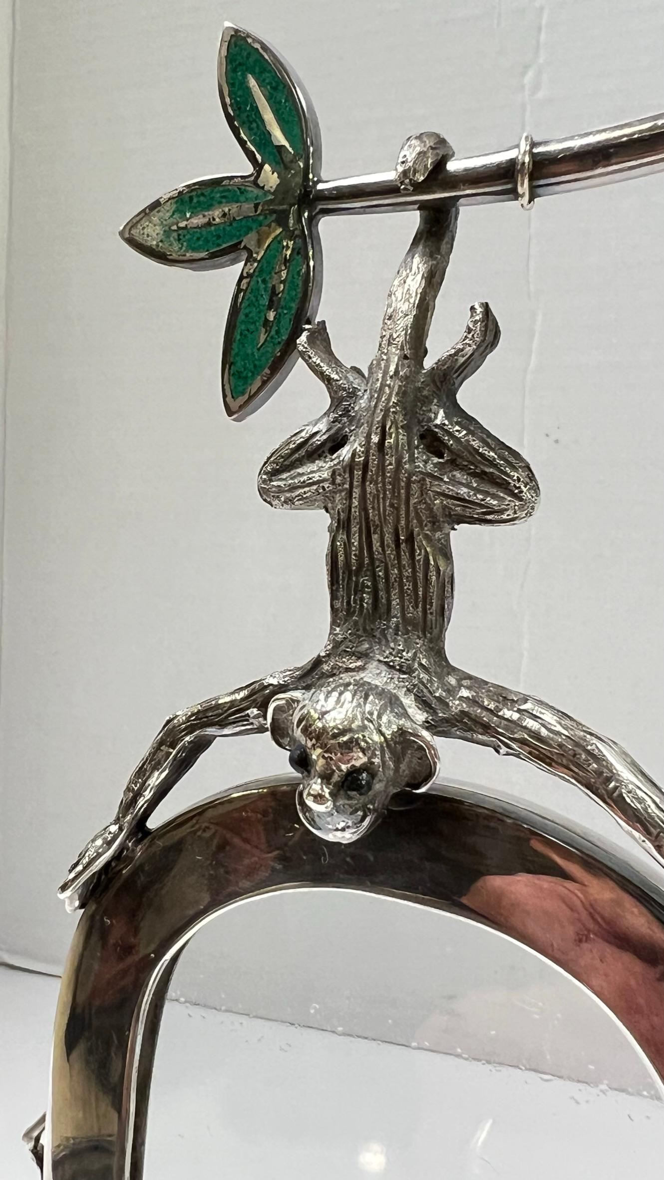 Mexican Silver Plate Picture Frame with Monkey Motif by Emilia Castillo 13