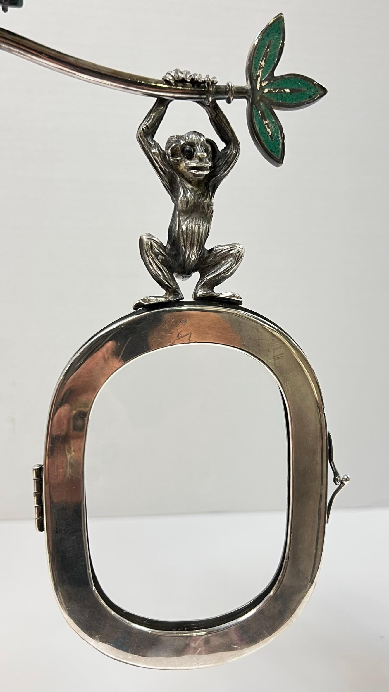 Mexican Silver Plate Picture Frame with Monkey Motif by Emilia Castillo 14