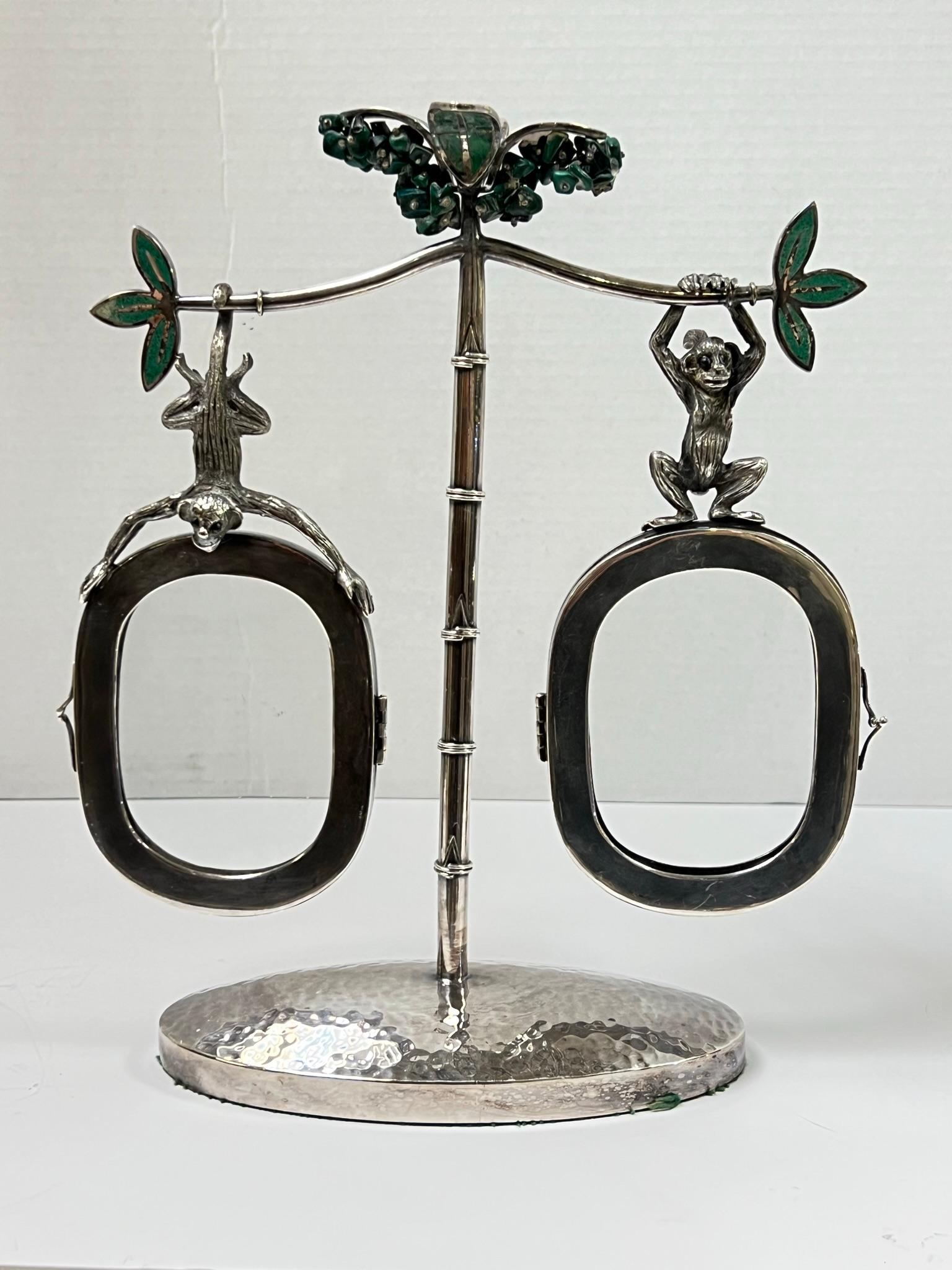 Mexican Silver Plate Picture Frame with Monkey Motif by Emilia Castillo 3